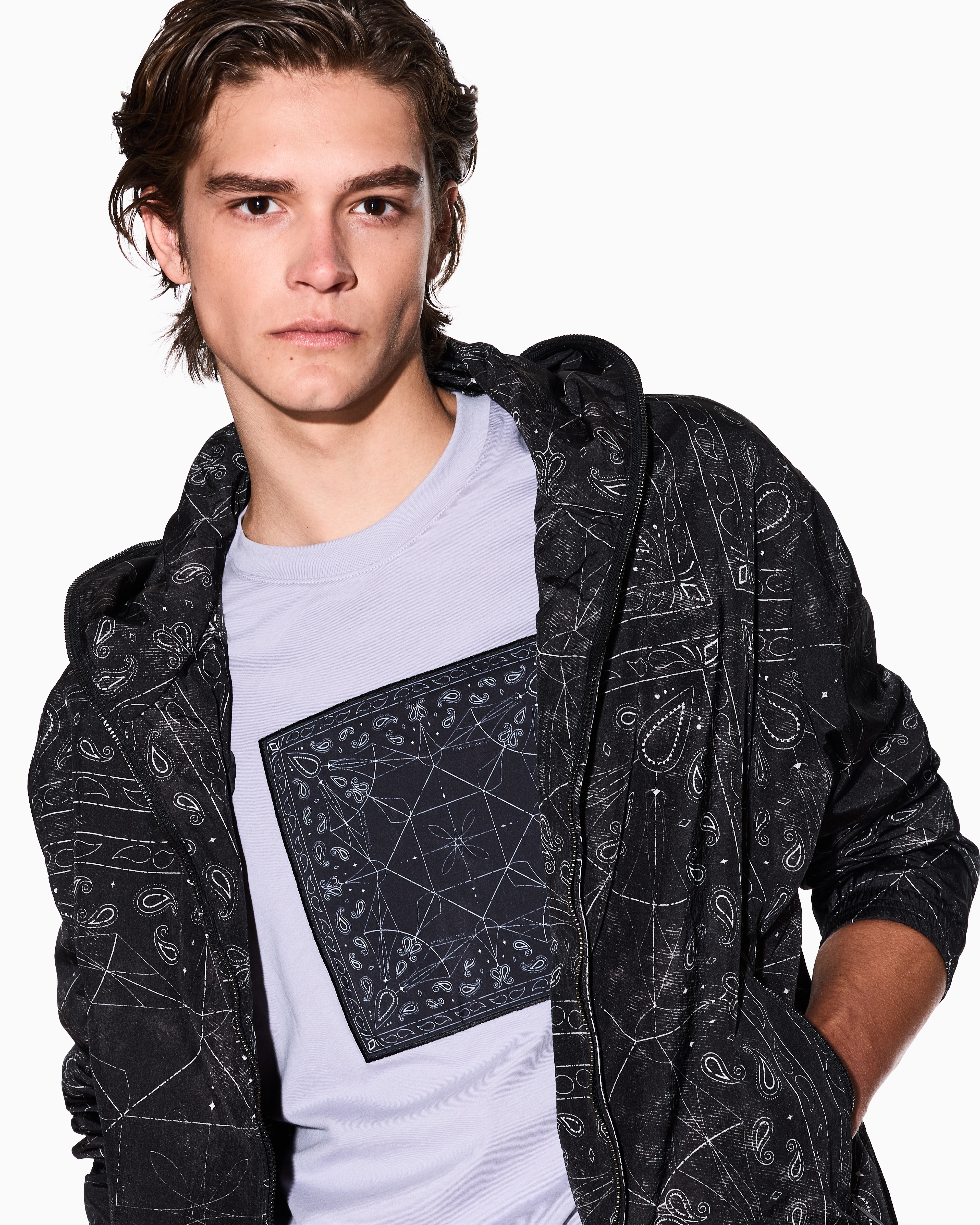Armani Exchange - Regular fit T-shirt with kaleidoscope print, Man, Purple, Size: