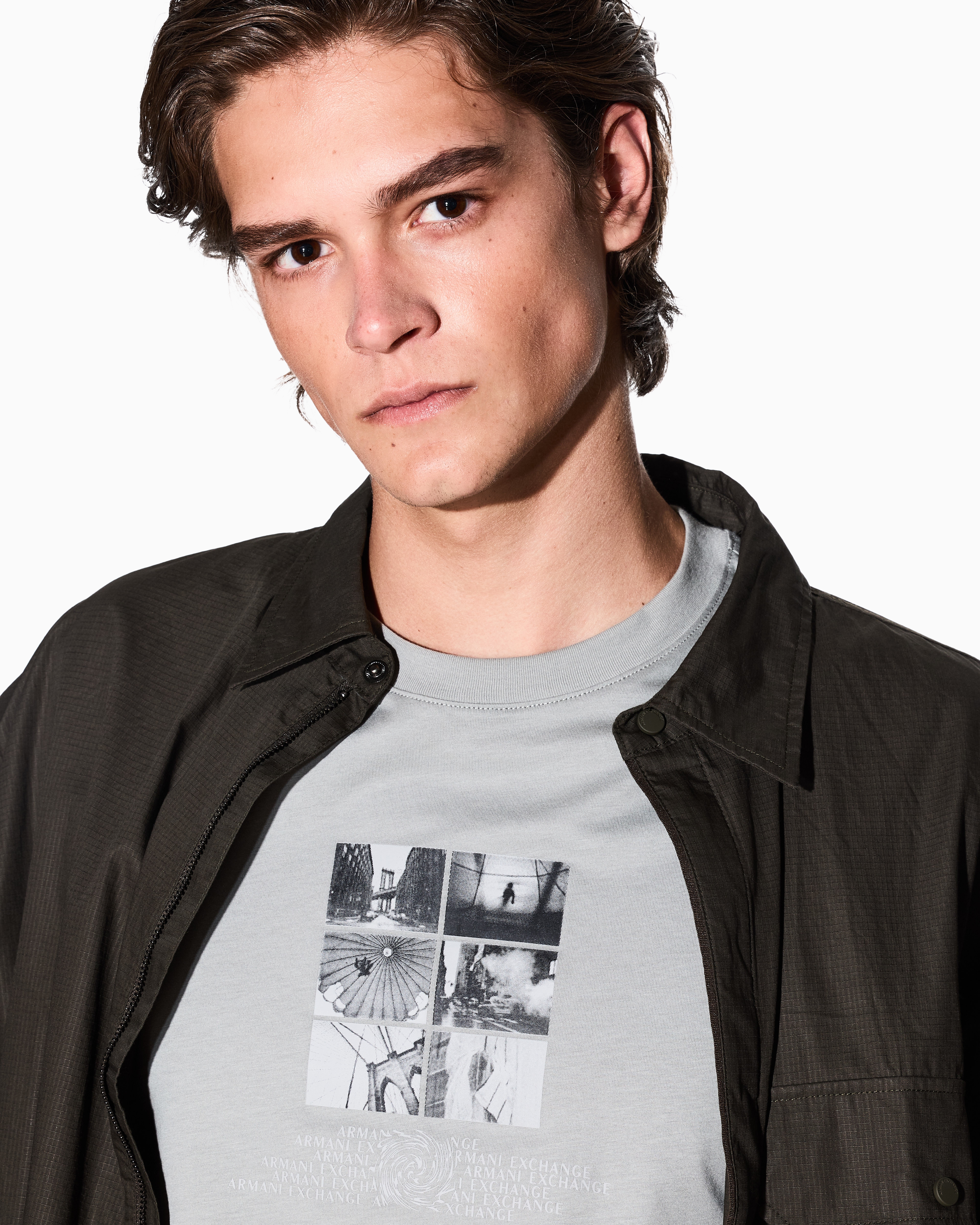 Armani Exchange - Regular fit T-shirt with photo print, Man, Grey, Size: