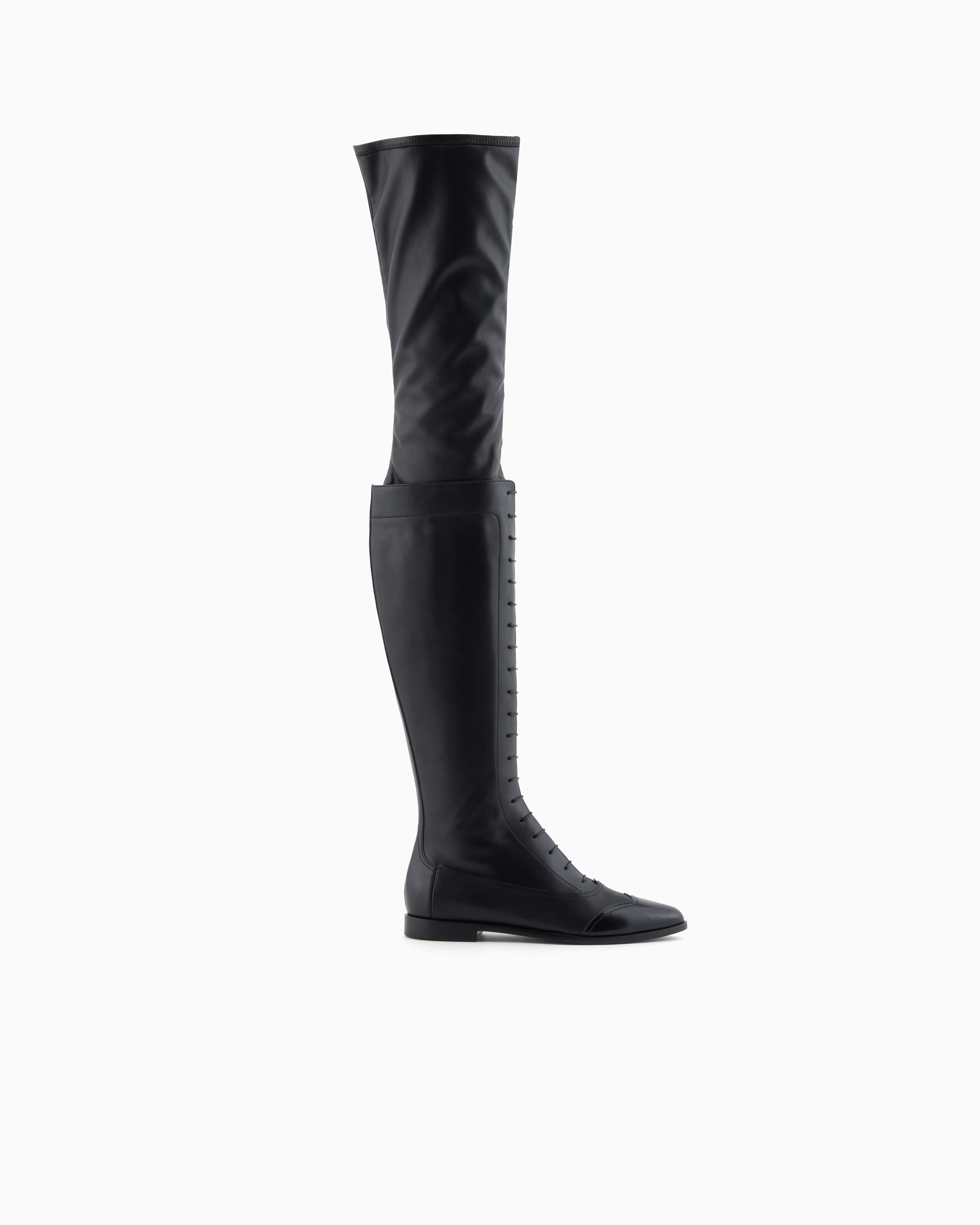 Giorgio Armani Smooth Leather Lace-up Boots In Black