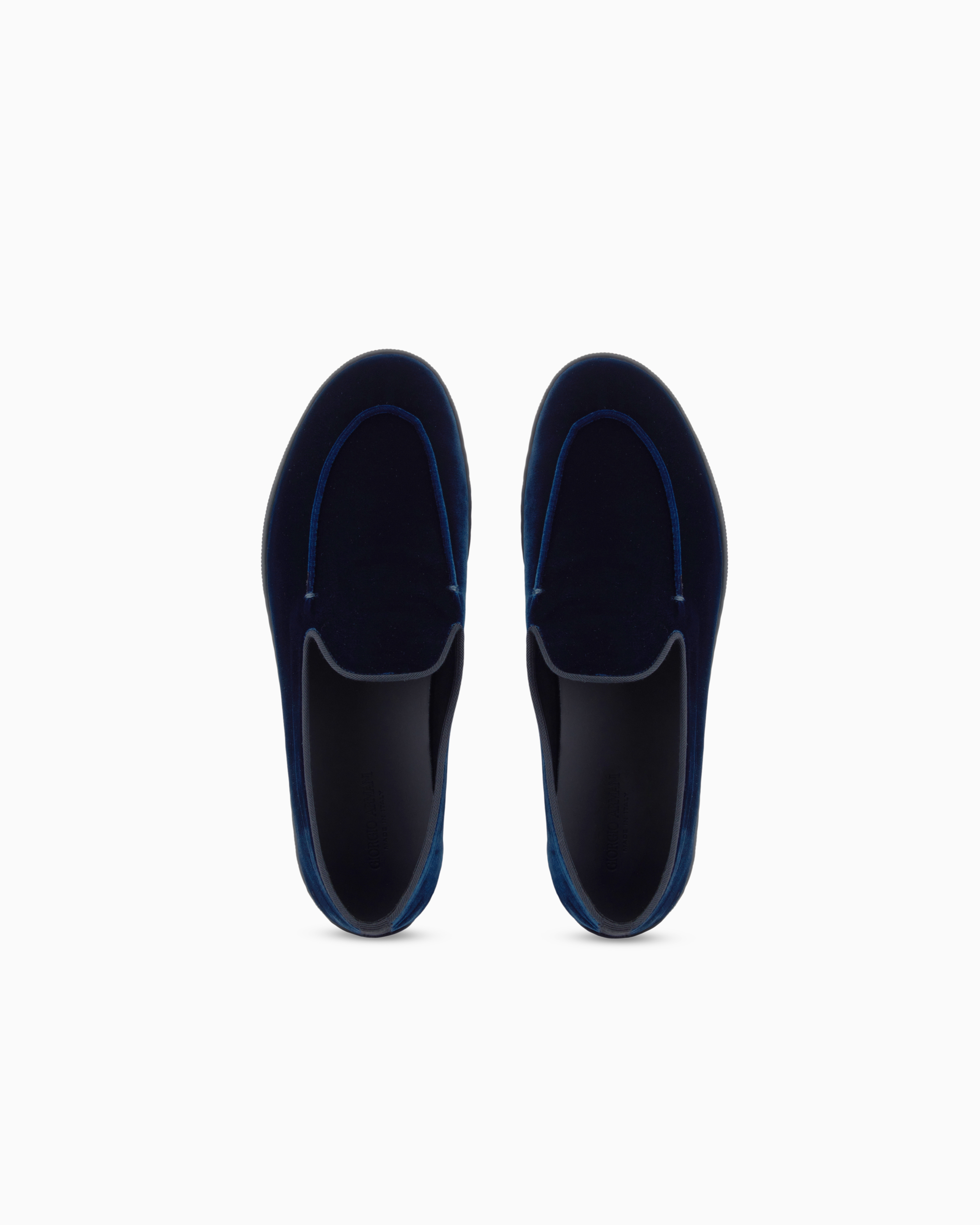 Giorgio Armani Velvet Casual Loafers In Blue