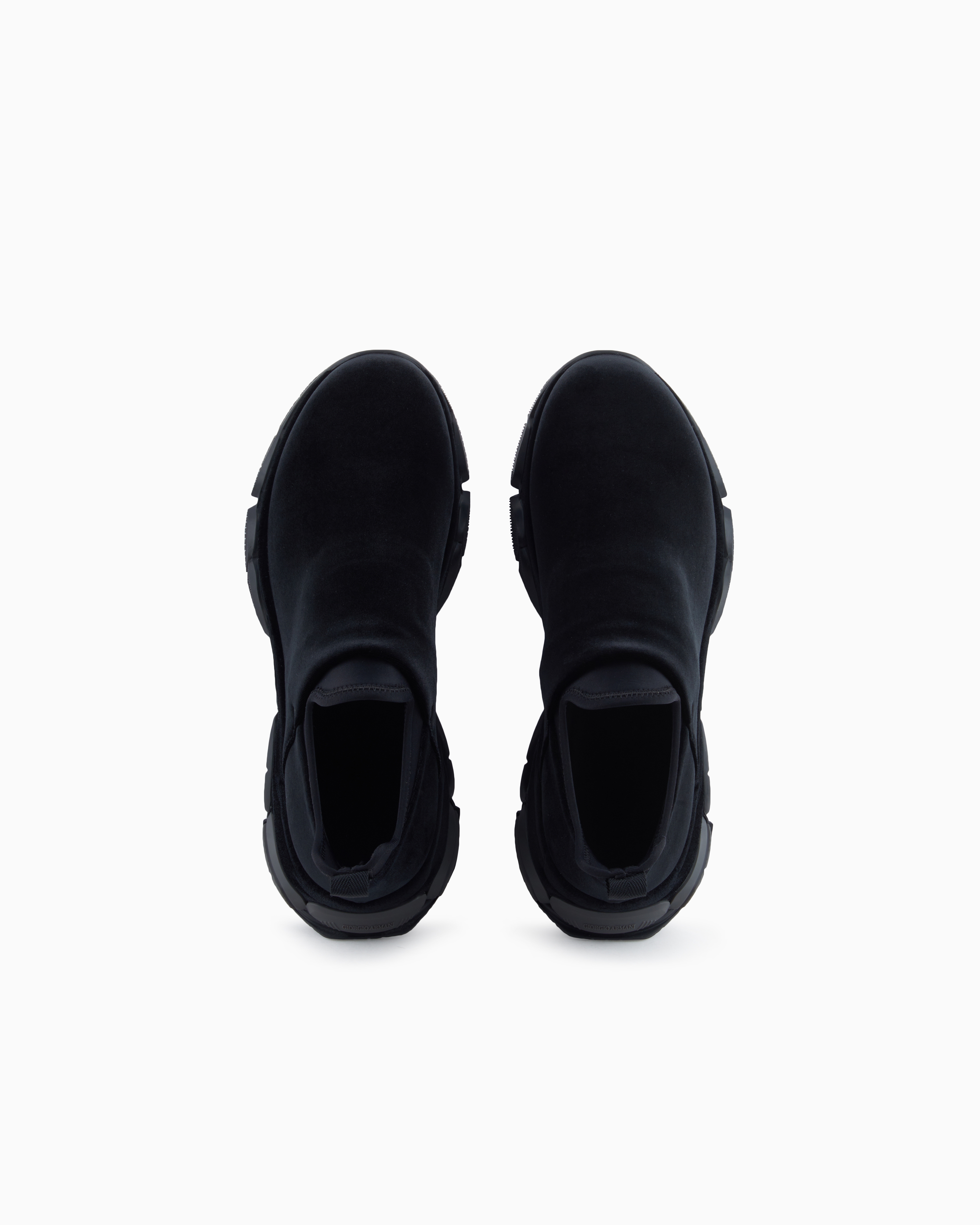 Giorgio Armani Slip-on Sneakers In Velvet And Scuba Fabric In Black