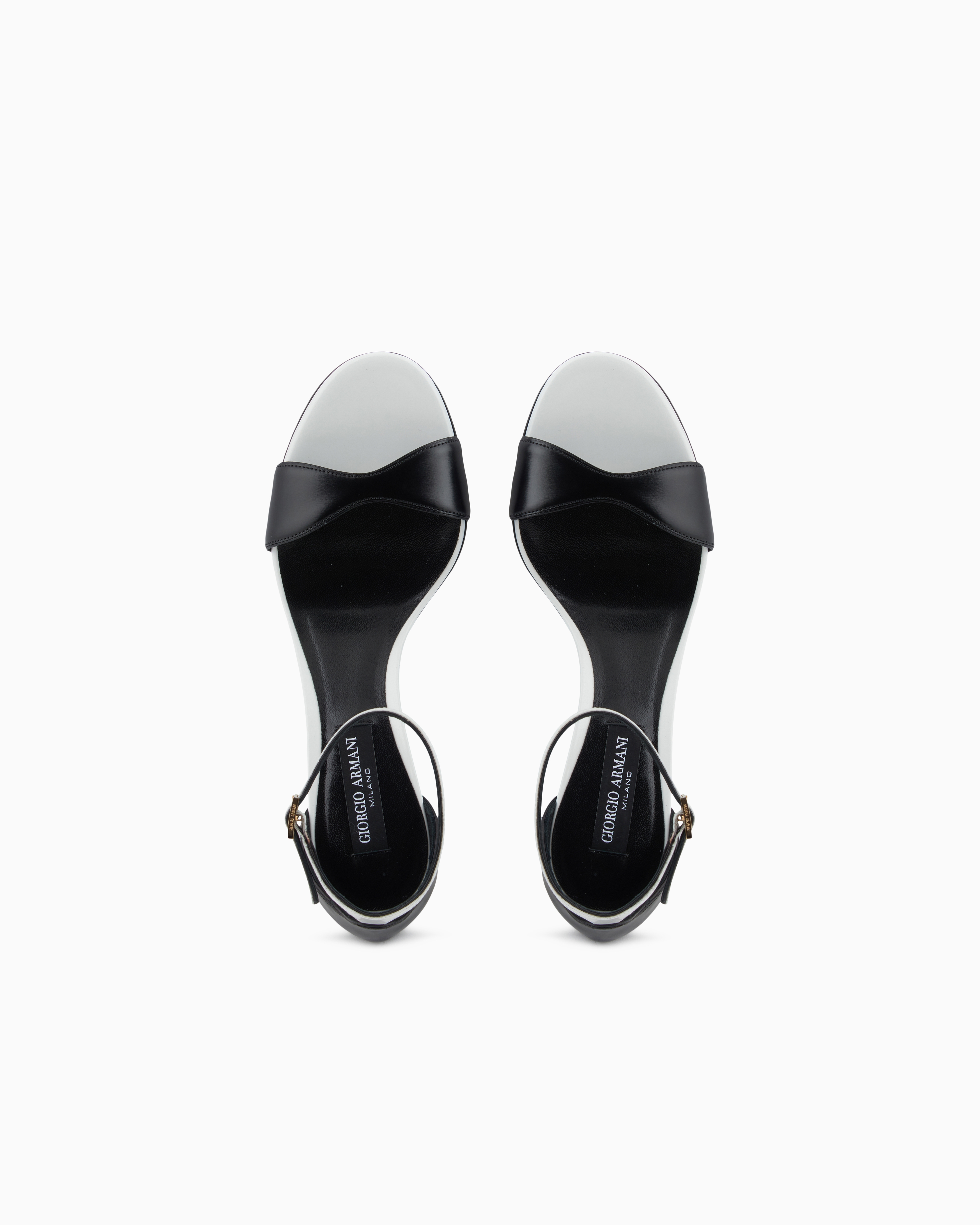 Two-tone brushed leather heeled sandals | Giorgio Armani