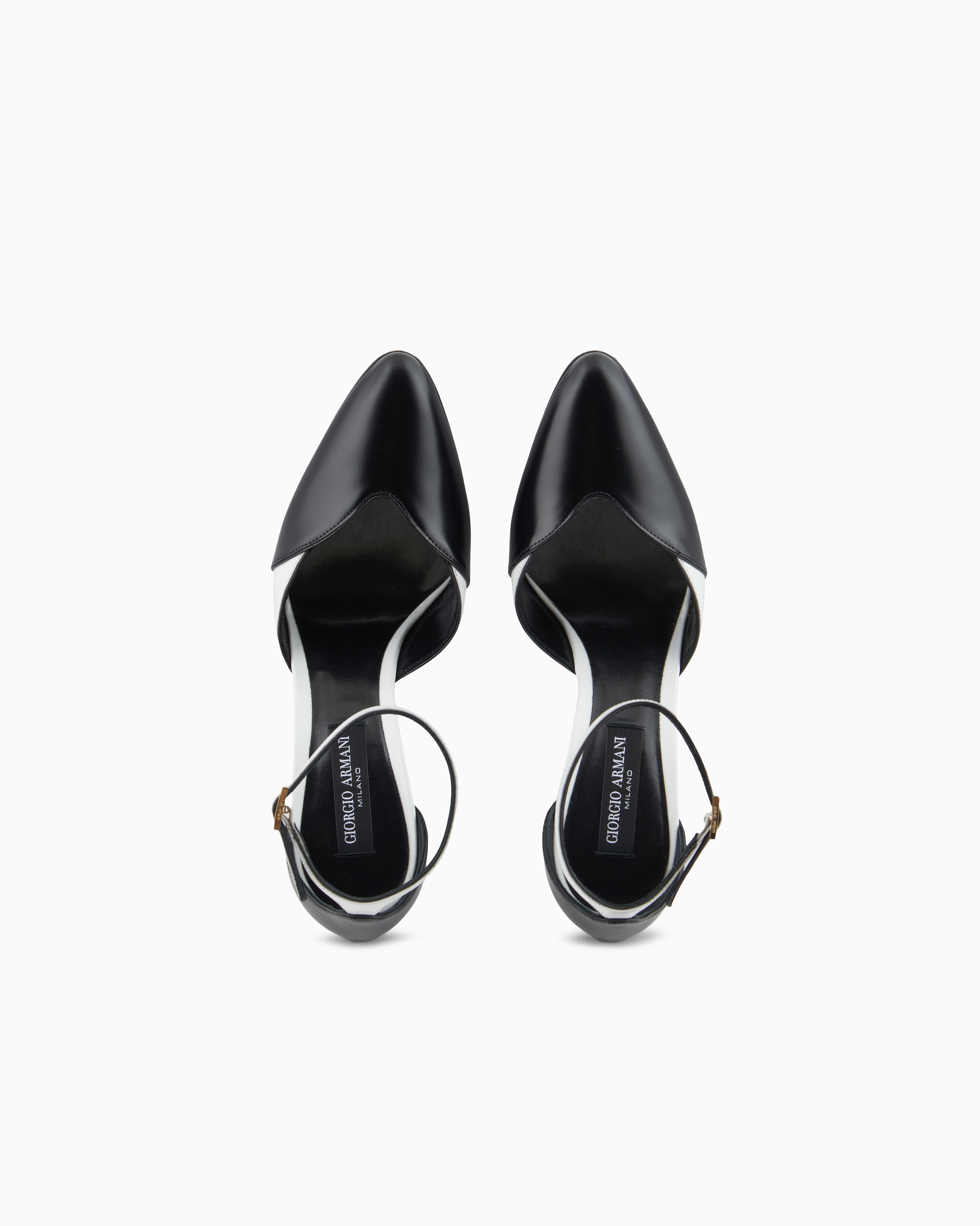 Giorgio Armani Escarpins À Brides En Cuir Brossé Bicolore In Black