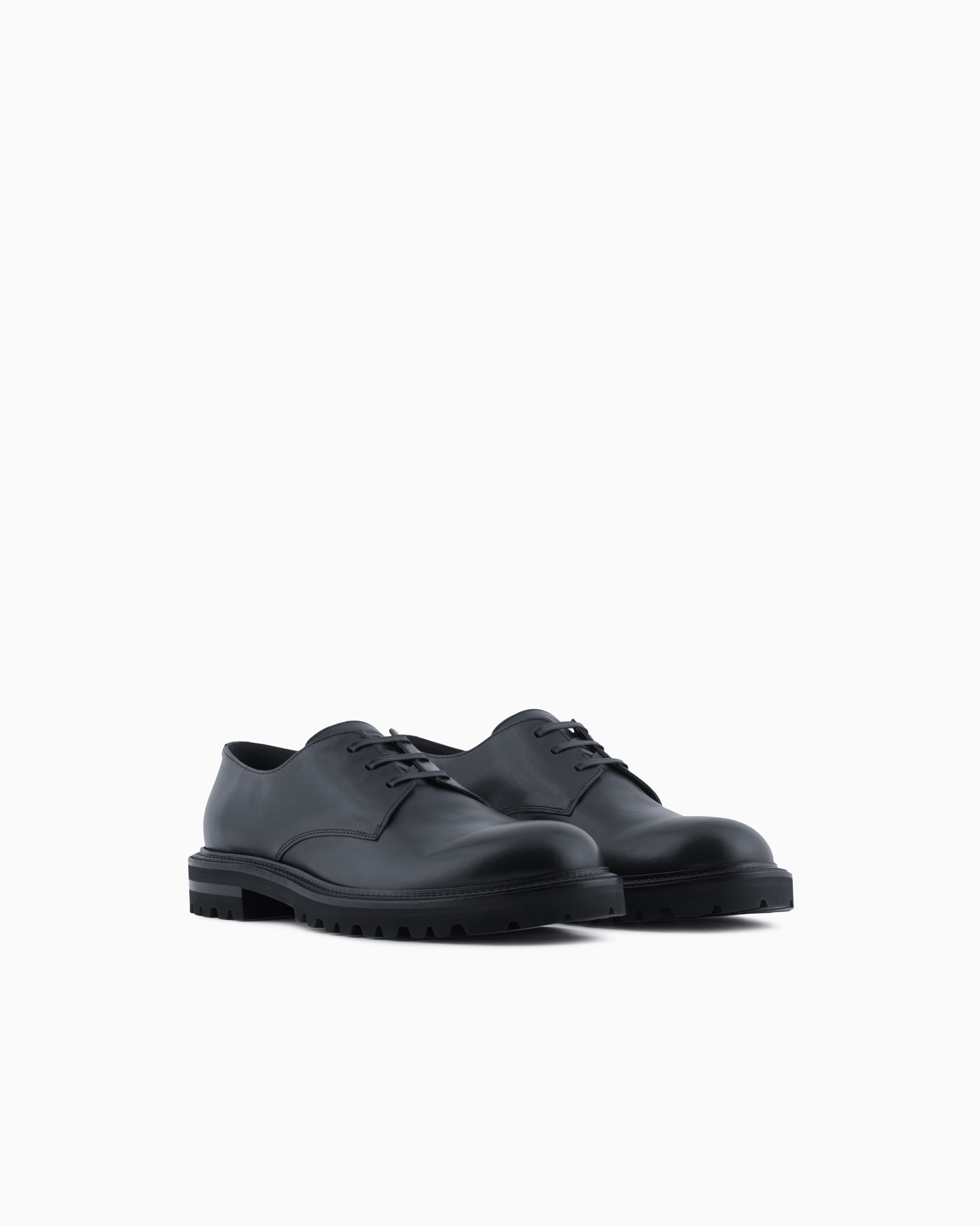 Giorgio Armani Derbies En Cuir De Veau Nappa In Black