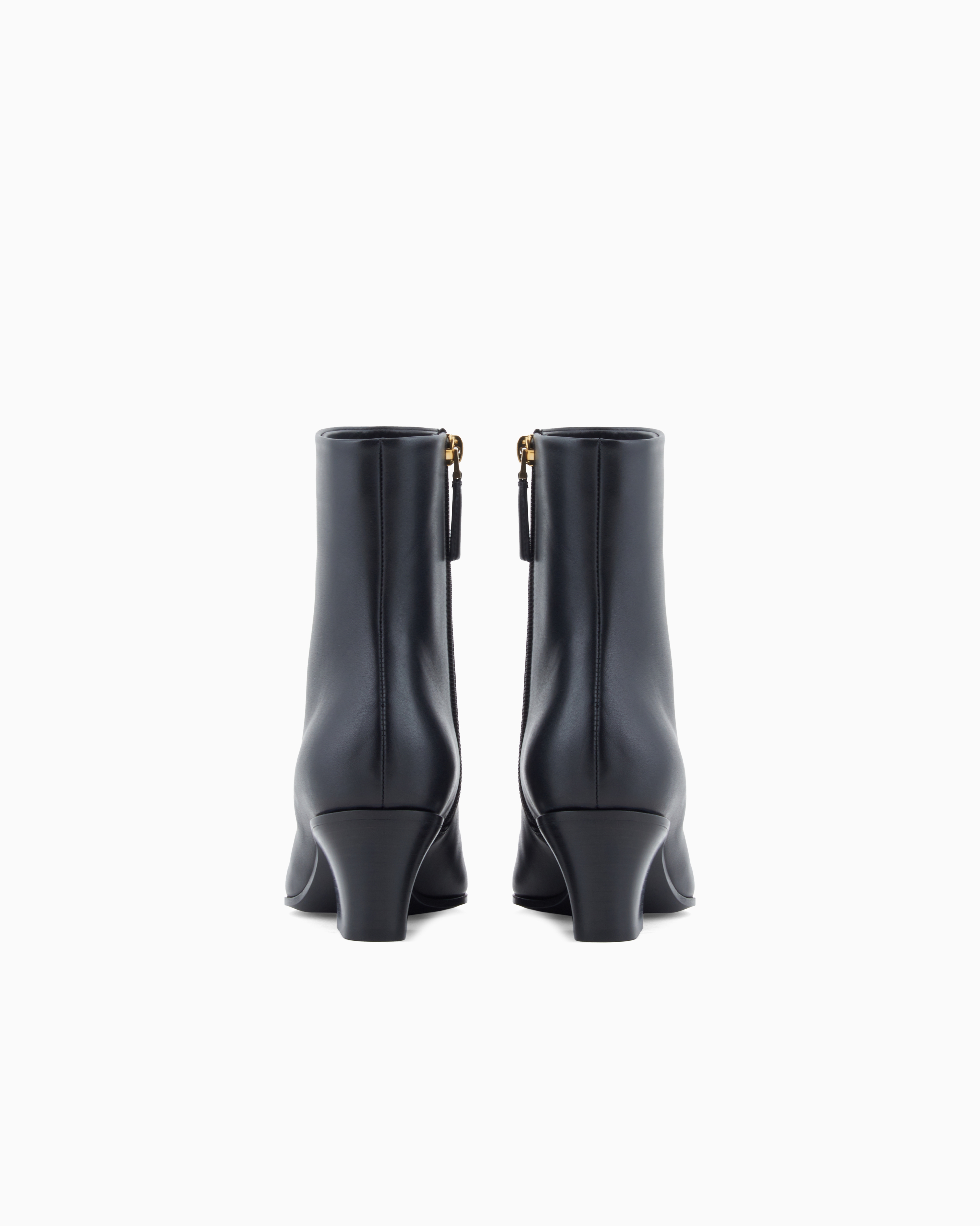 Giorgio Armani Smooth Leather Heeled Ankle Boots In Black