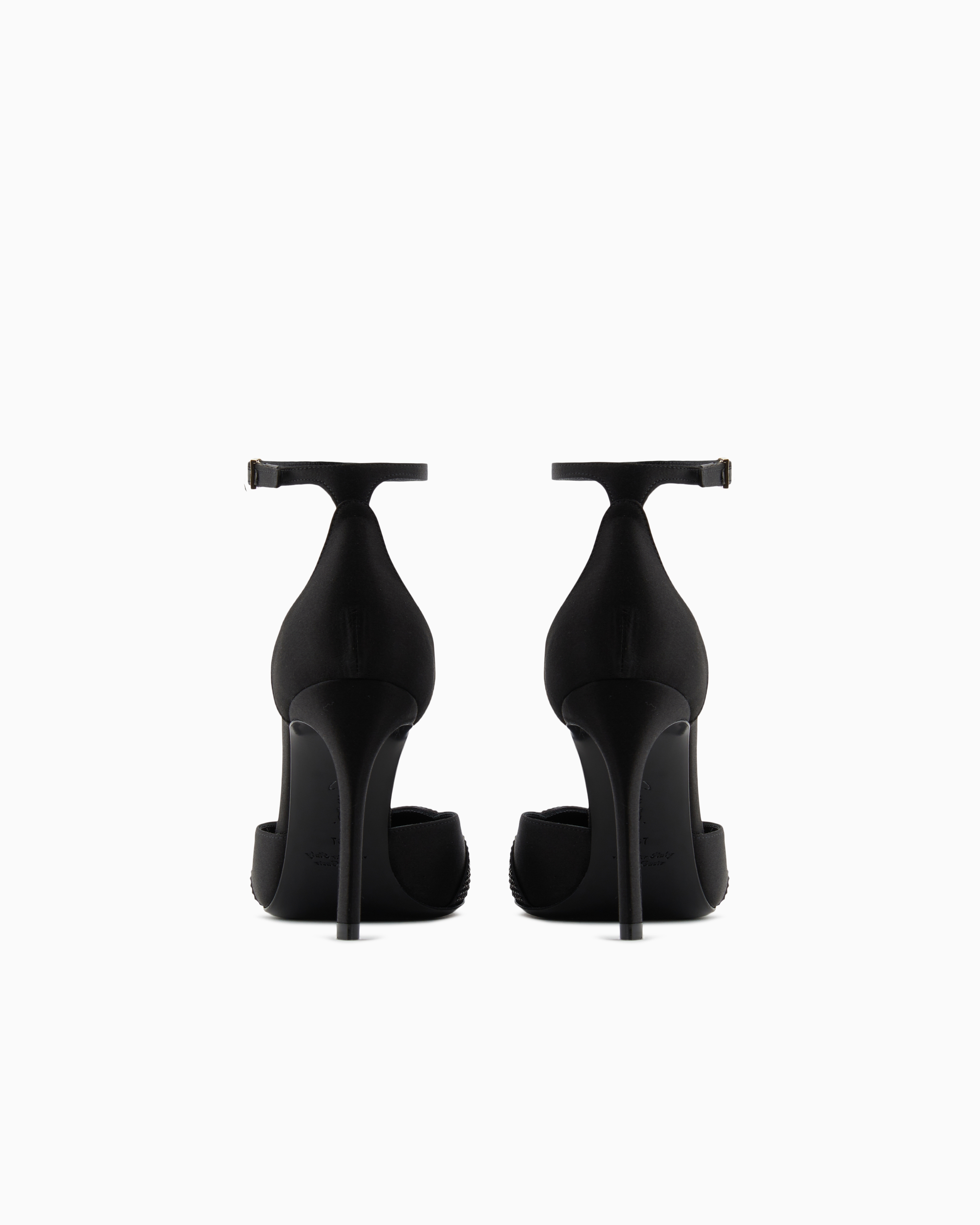 Giorgio Armani Satin And Rhinestone Ankle-strap Pumps In Black