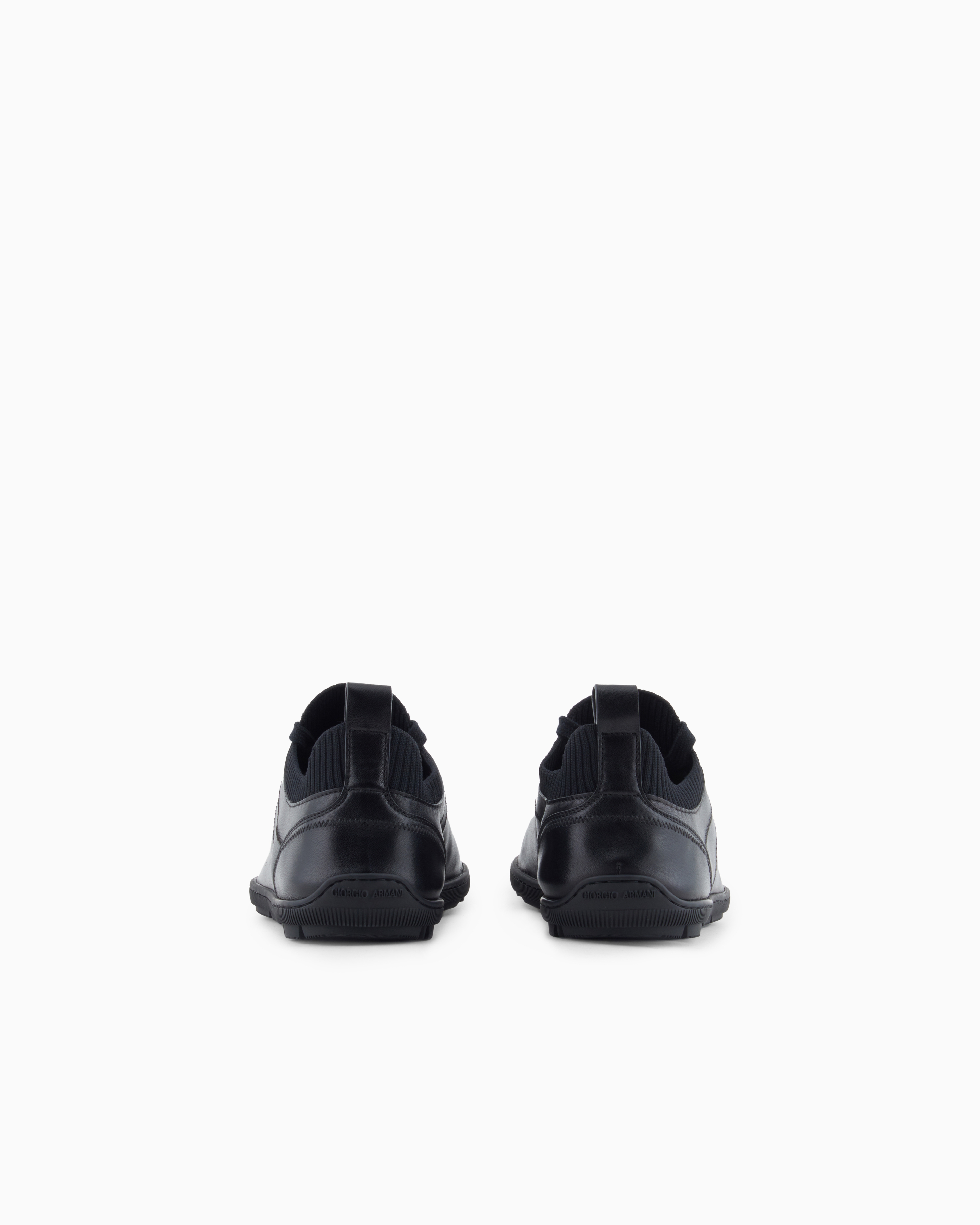 Giorgio Armani Sneakers En Cuir D'agneau Et Maille In Black