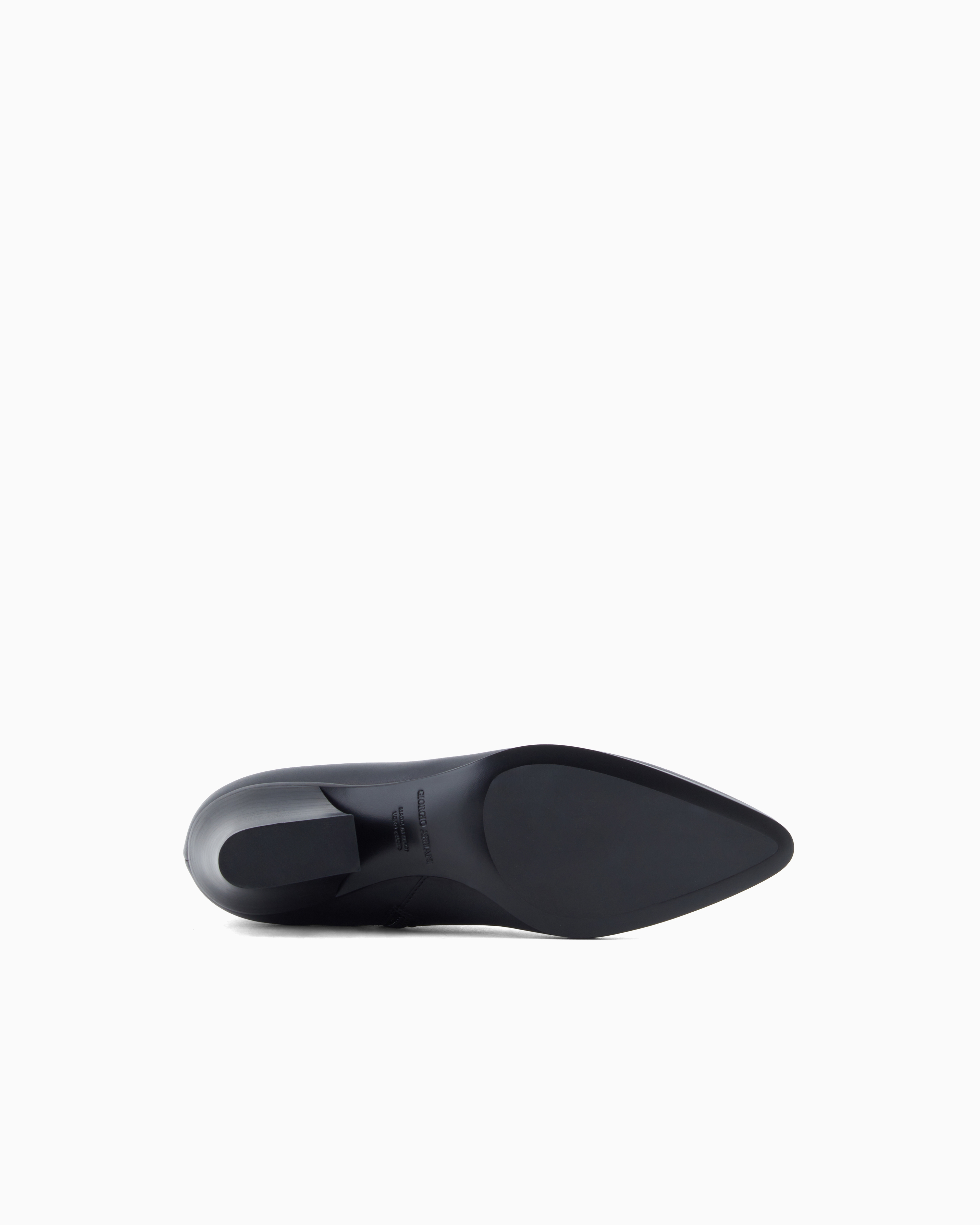 Giorgio Armani Smooth Leather Heeled Ankle Boots In Black