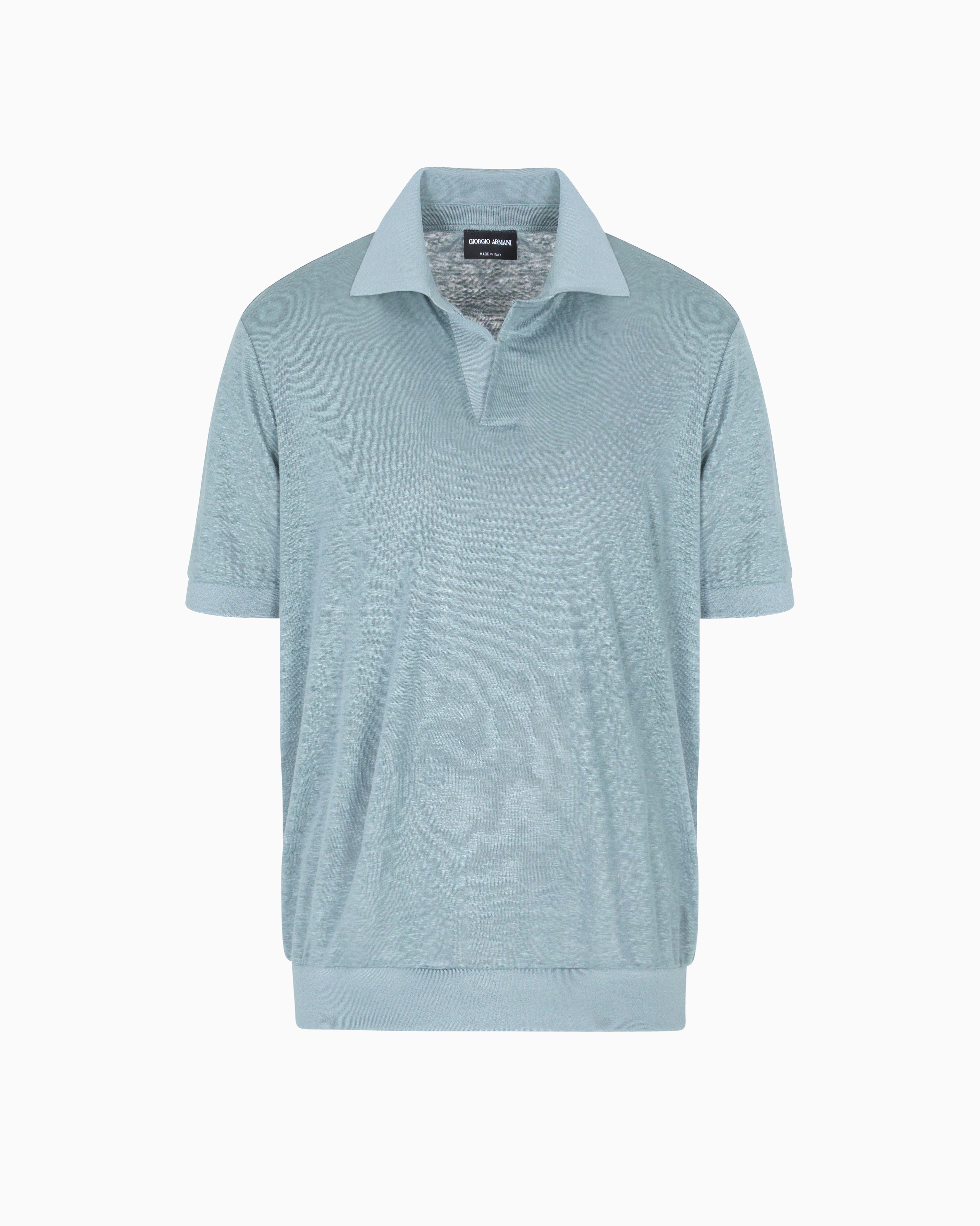 Giorgio Armani Short-sleeved Polo Shirt In Linen Jersey
