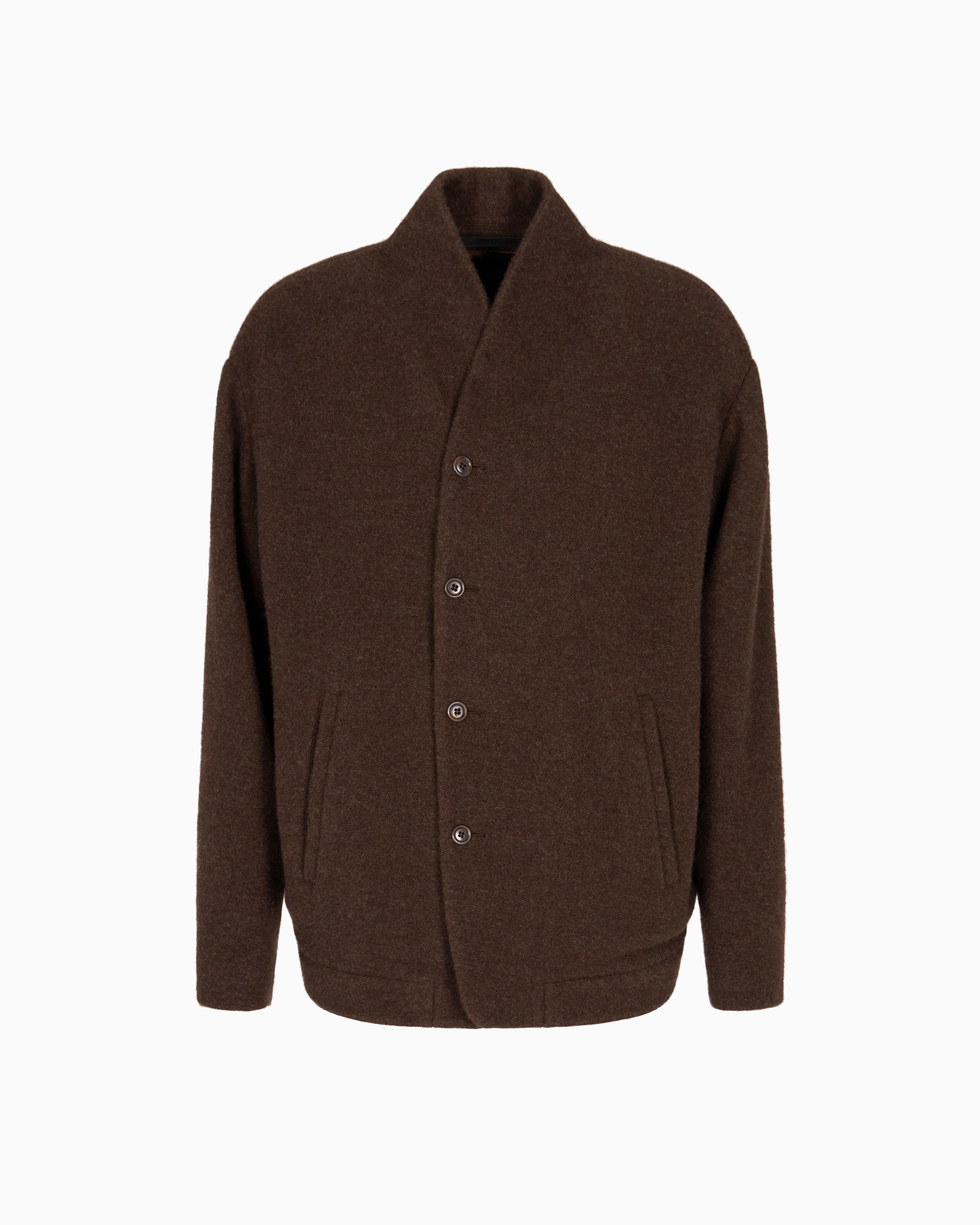 Giorgio Armani Pea Coat In Wool And Cashmere Cloth In Brown