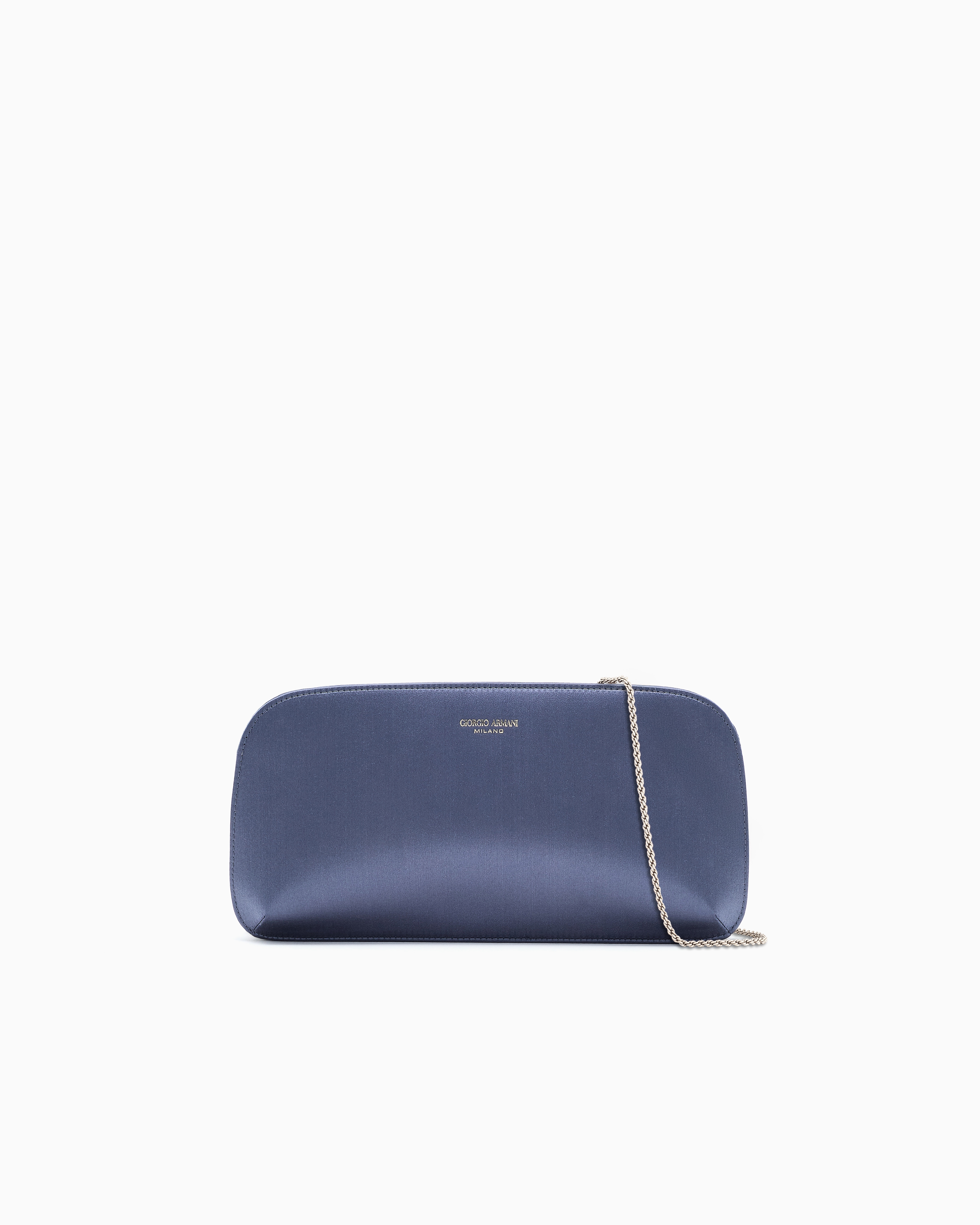 Giorgio Armani Satin Horizontal La Prima Clutch Bag In Gray