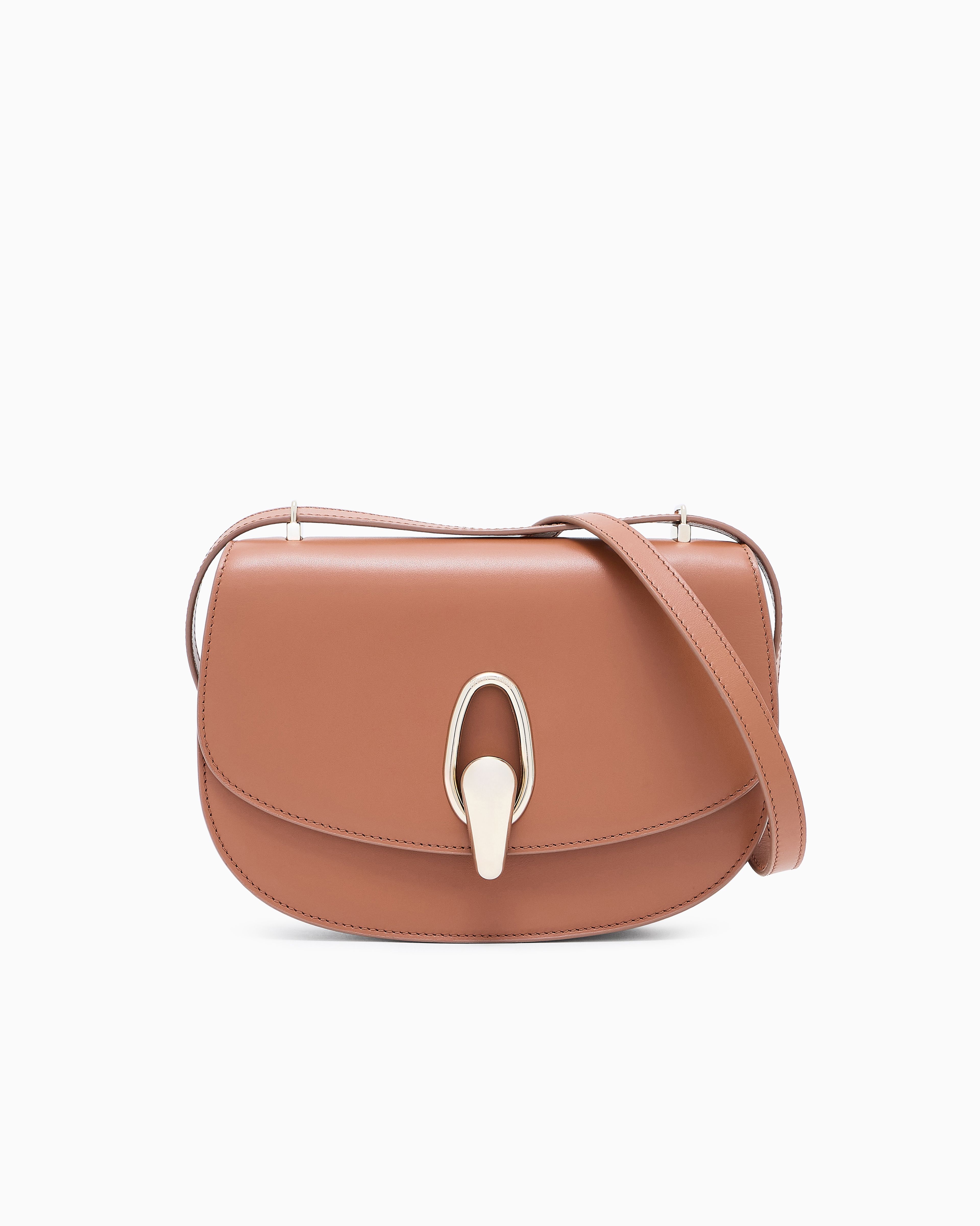 Giorgio Armani Leather Shoulder Bag In Brown