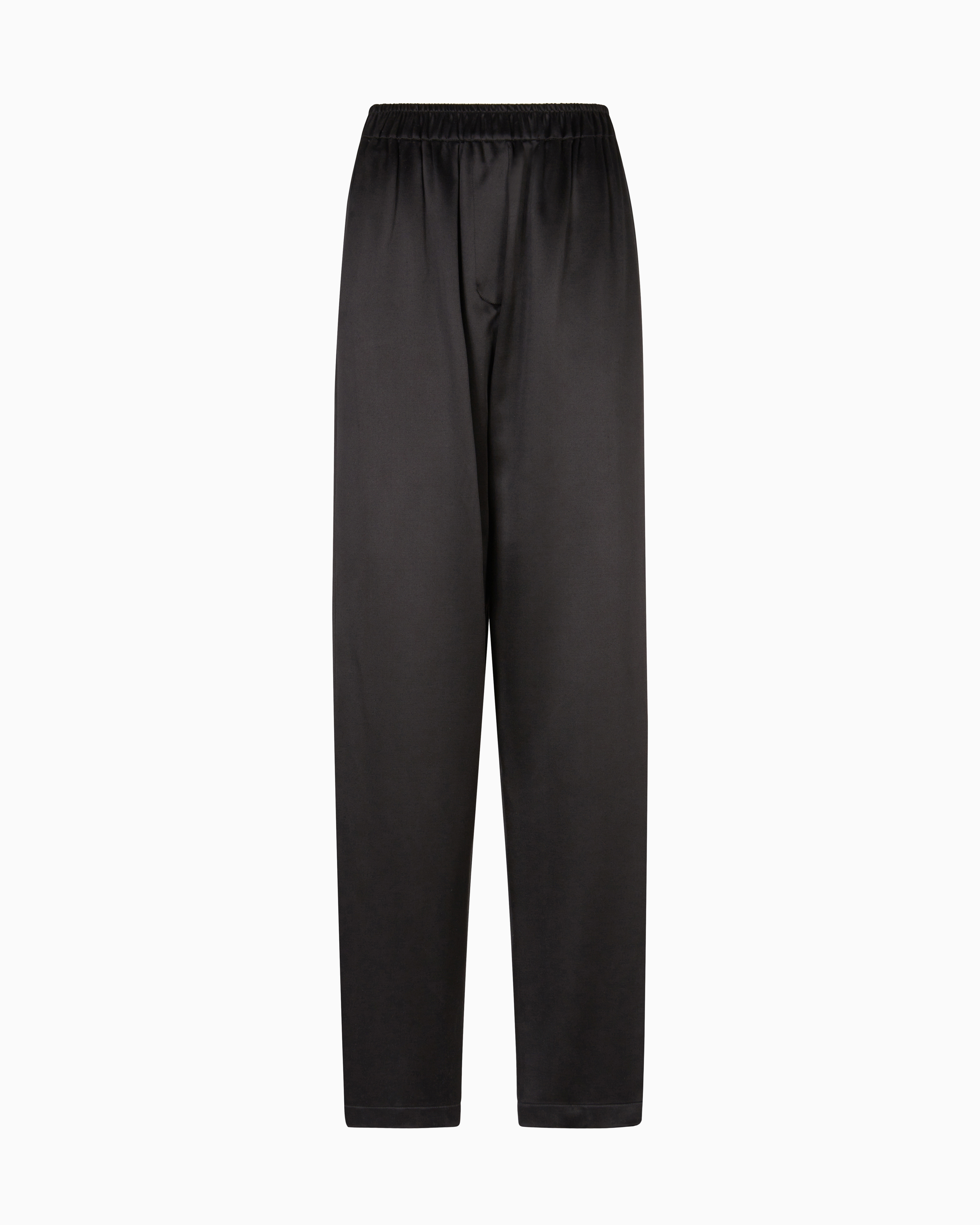 Giorgio Armani Straight-cut Trousers In Tussah Silk Satin In Black
