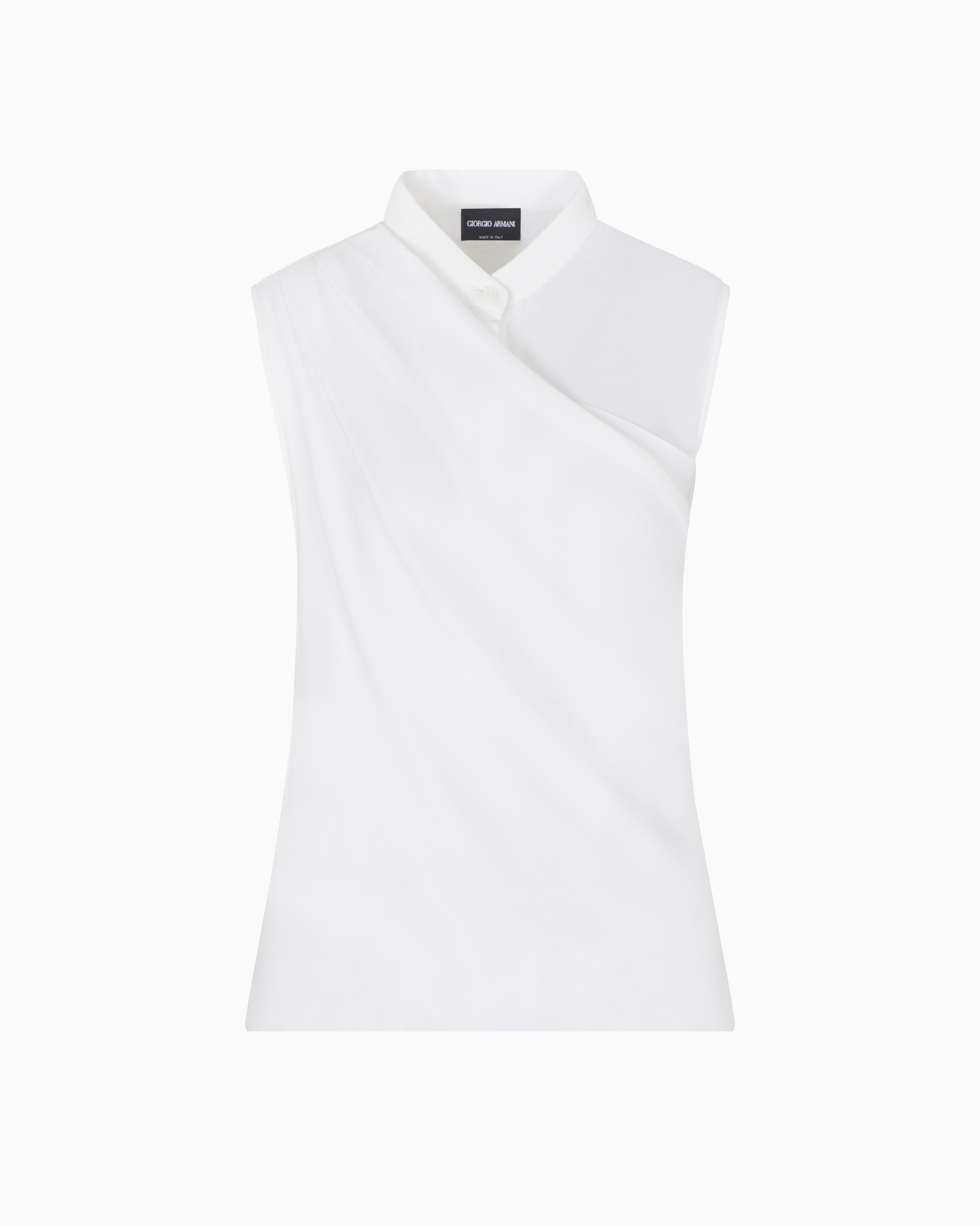 Giorgio Armani Triple-layer Silk Georgette Draped Top In Blue