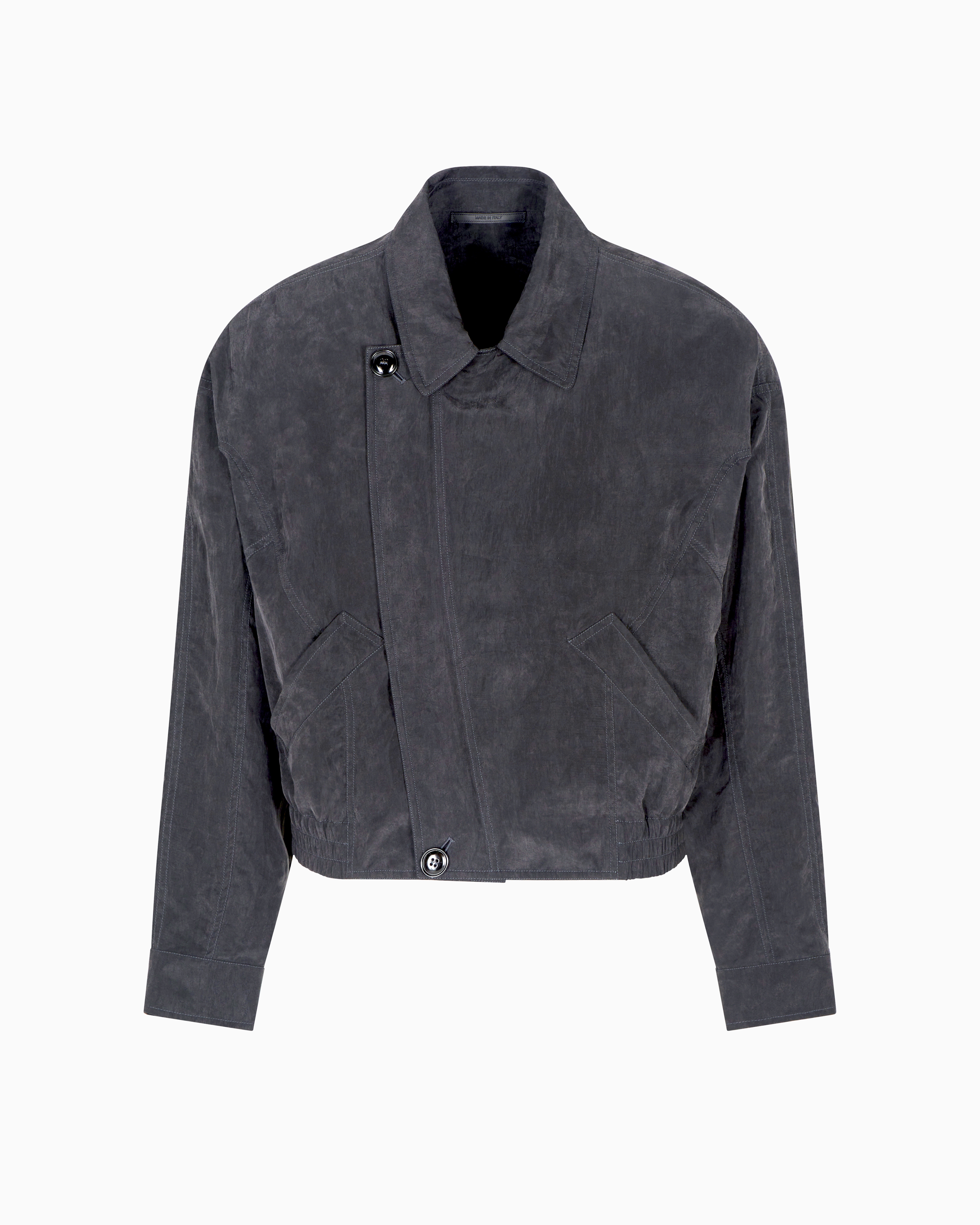 Giorgio Armani Faded Lyocell Canvas Blouson In Black