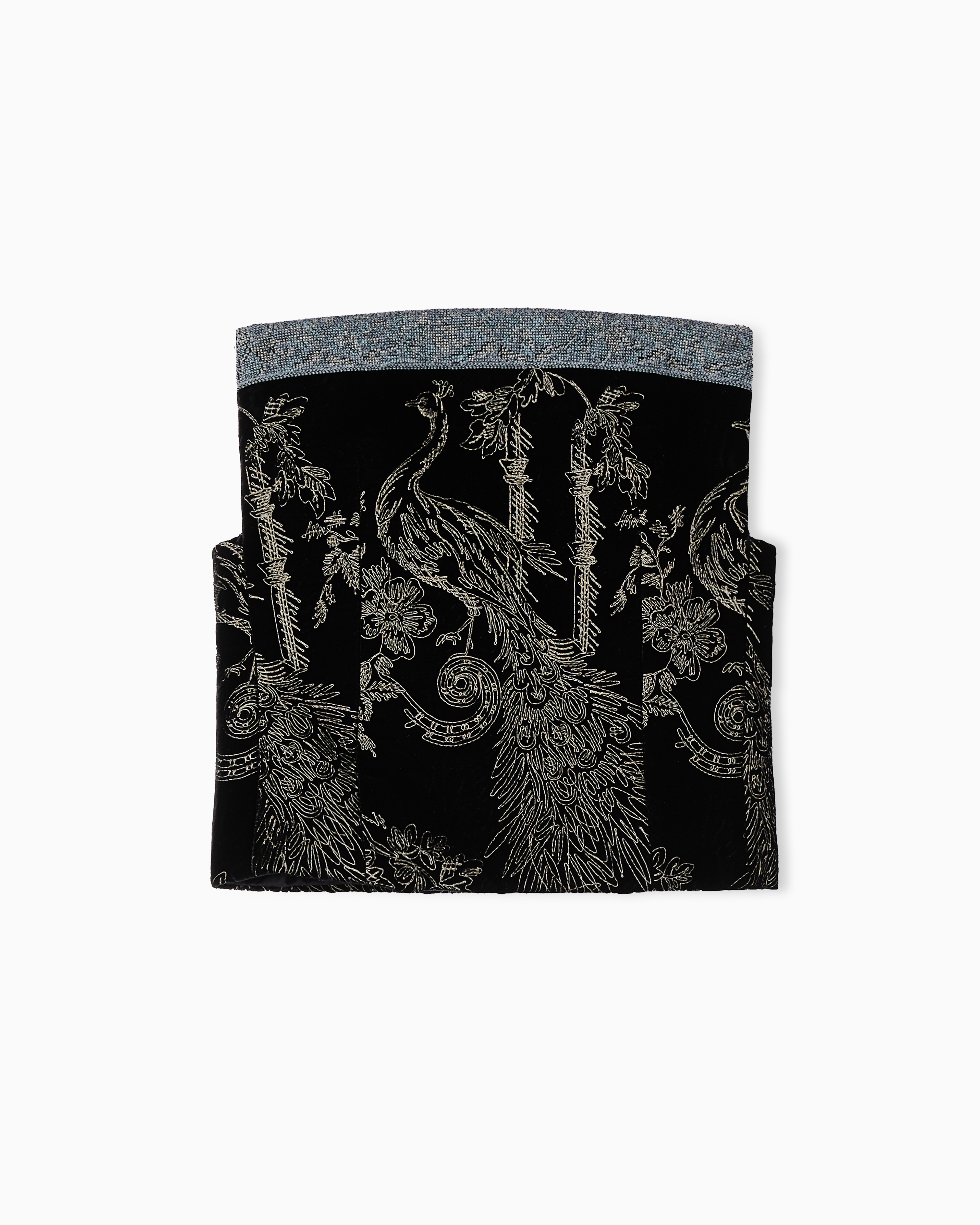 Giorgio Armani Embroidered Velvet Bustier Top In Black