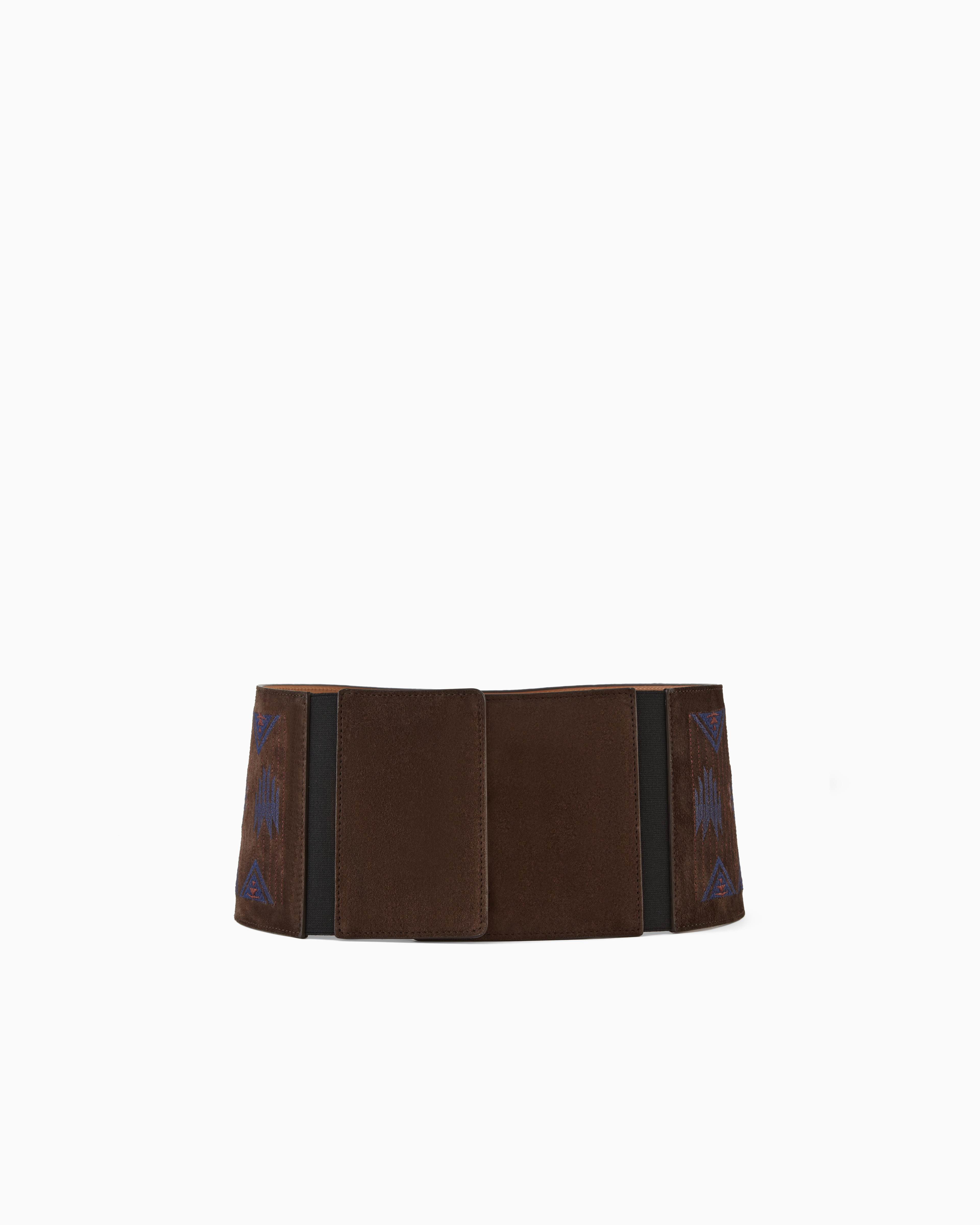Giorgio Armani Embroidered Suede Wide Belt In Multi