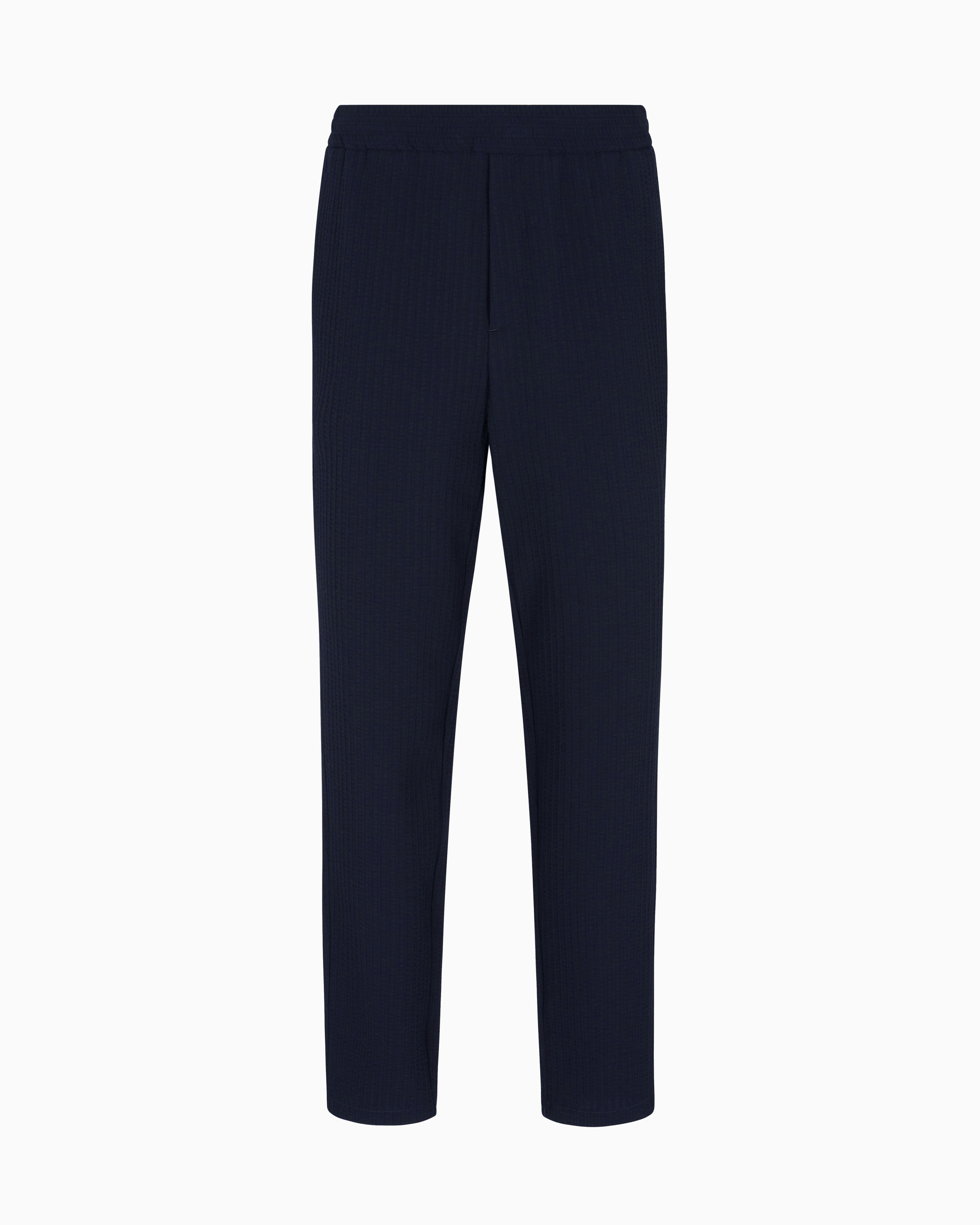 Flat-front trousers in seersucker virgin wool | Giorgio Armani