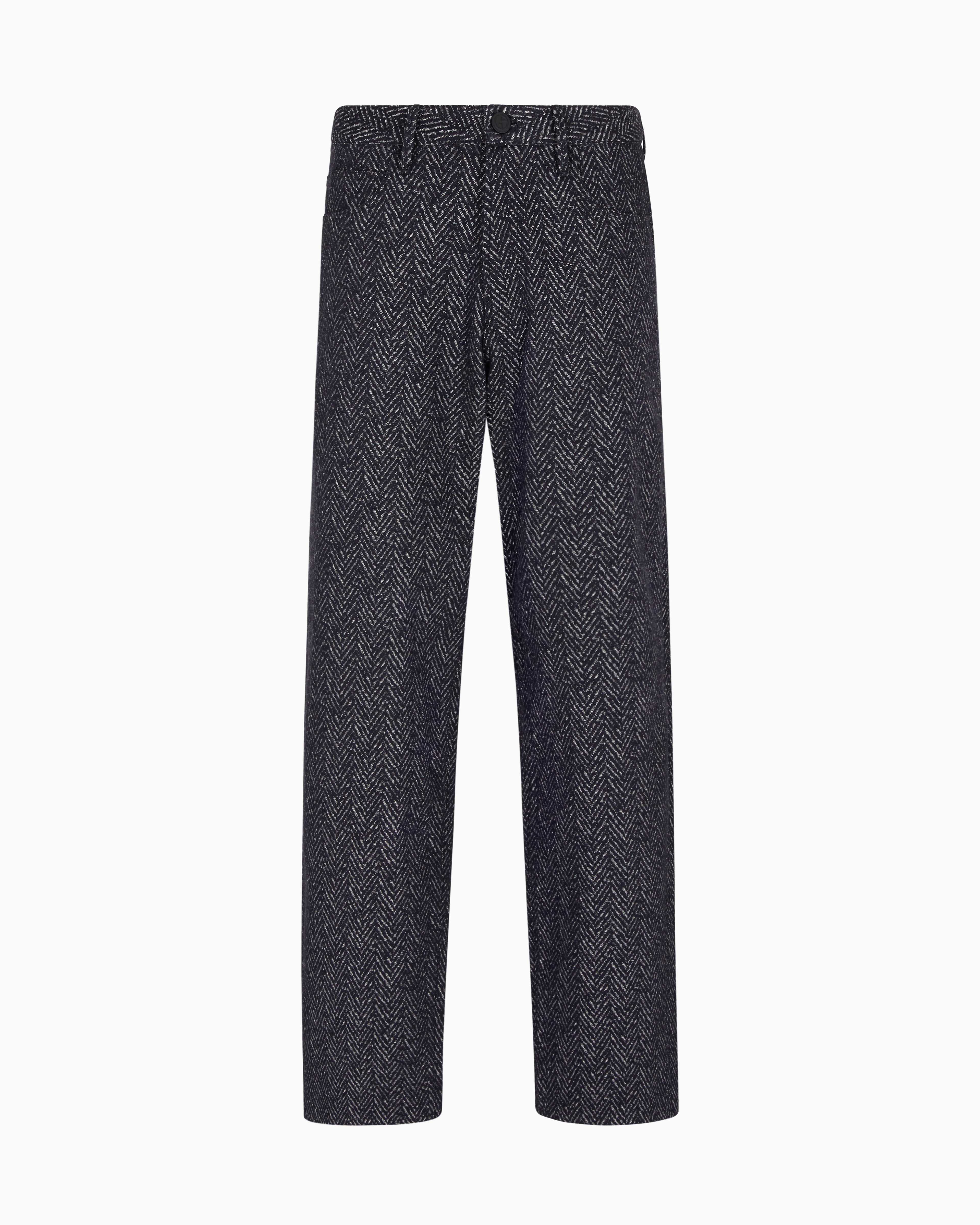 Denim Collection five-pocket trousers in chevron jacquard
