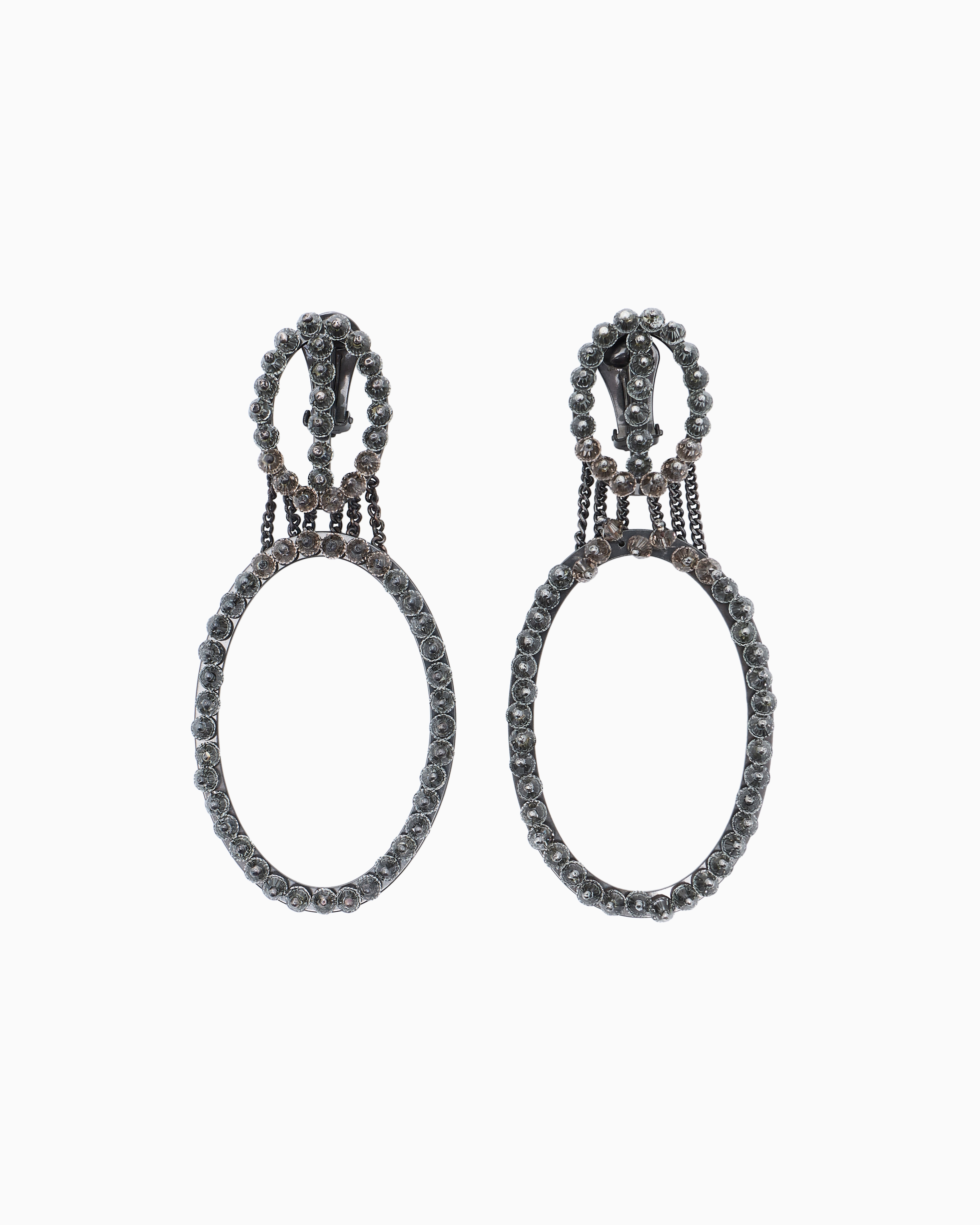 Giorgio Armani Pendant Hoop Earrings With Beads In Green