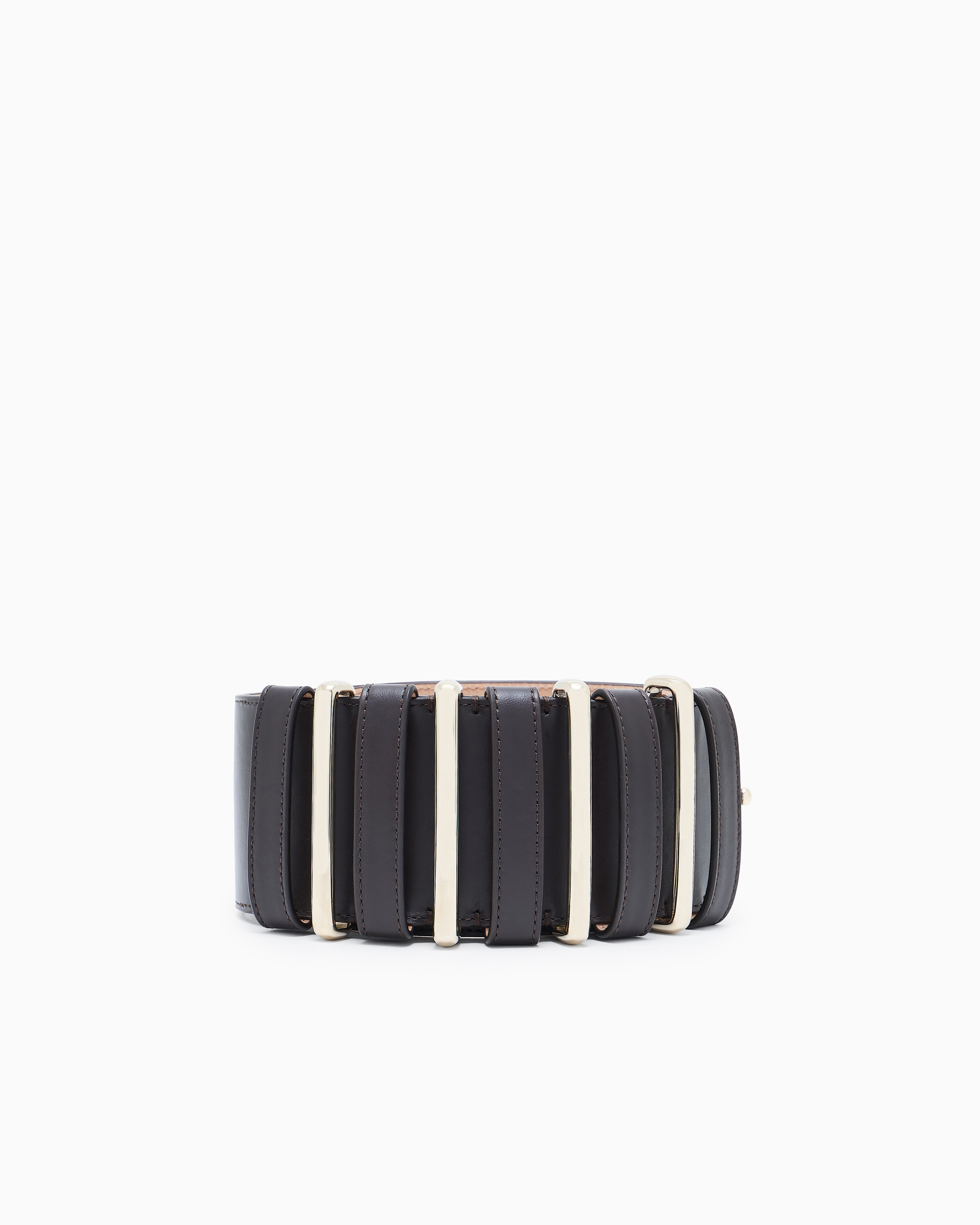 Giorgio Armani Smooth Calfskin Wide Belt In Brown
