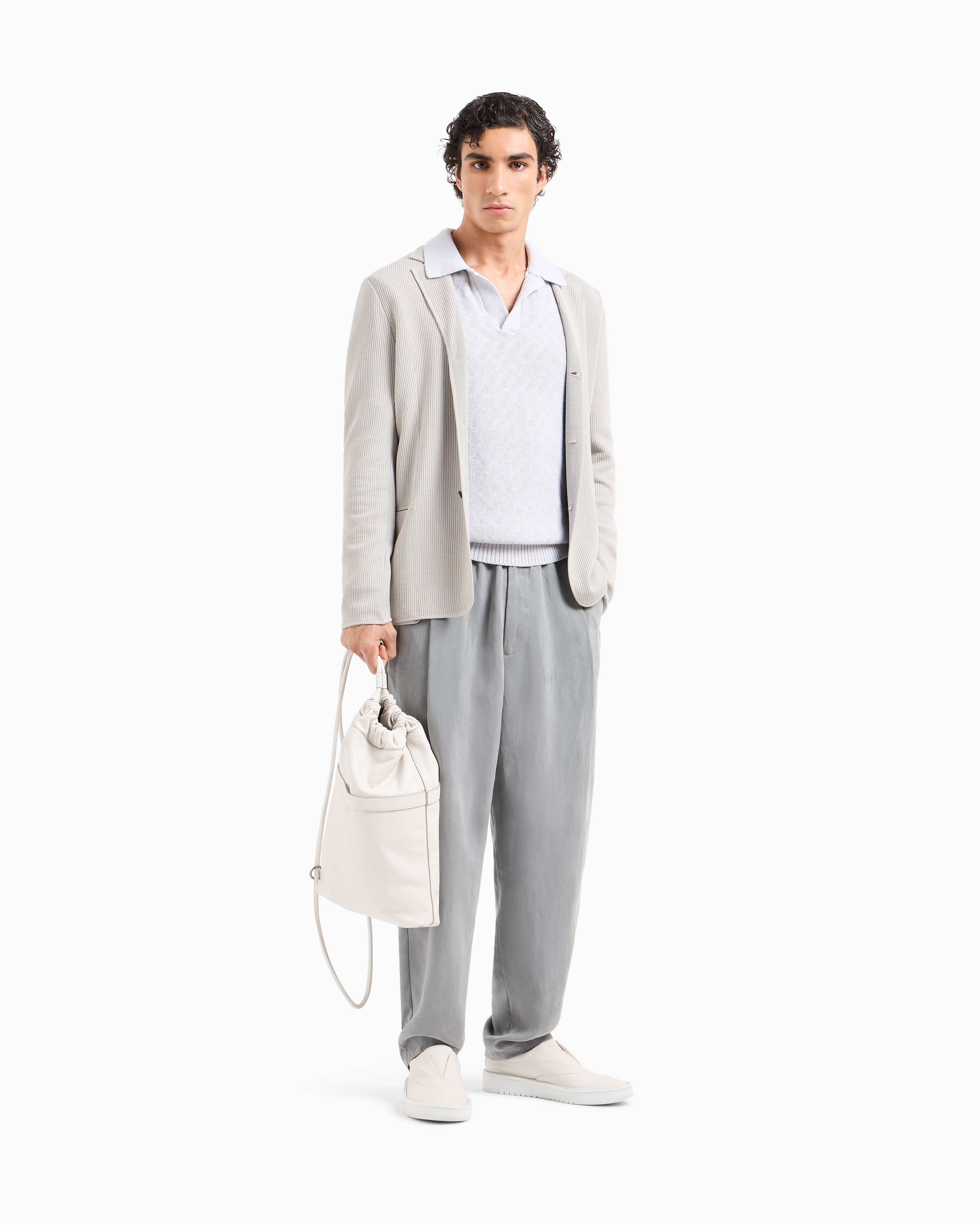 Giorgio Armani ニットポロシャツ ウールアンゴラ イタリア製 ニットポロシャツ コットンジャカード | Giorgio Armani