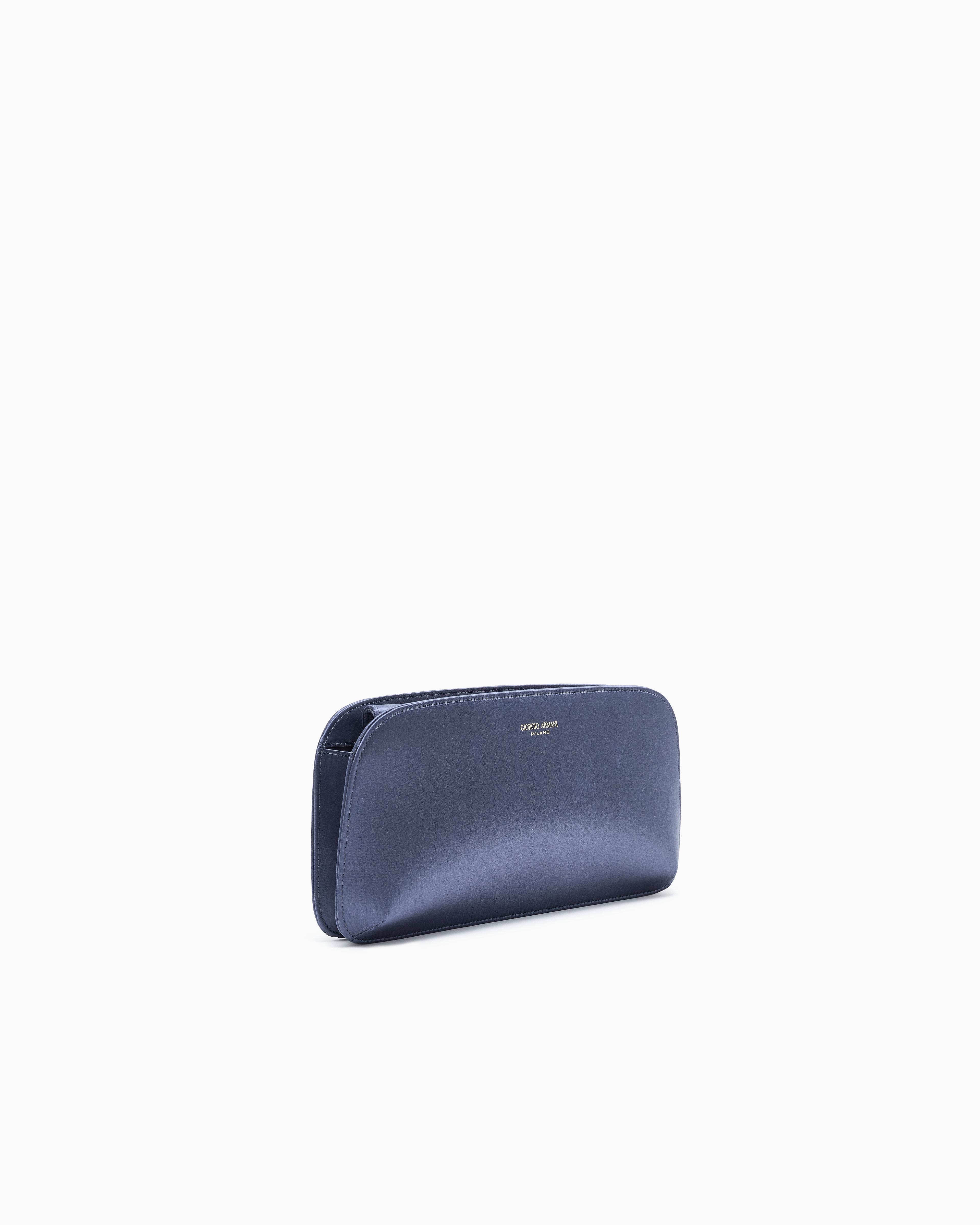 Giorgio Armani Satin Horizontal La Prima Clutch Bag In Gray