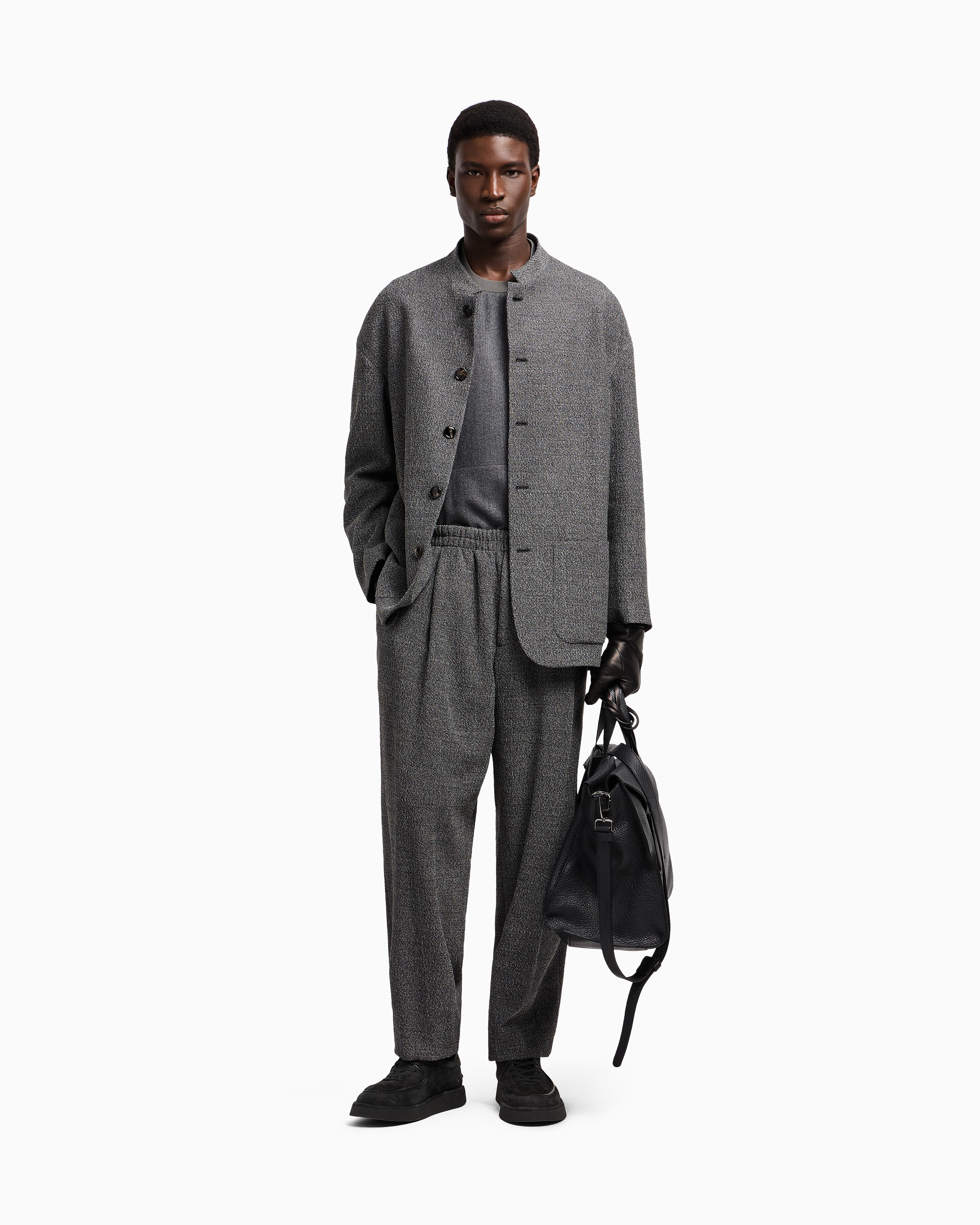 Giorgio Armani Single-breasted Jacket In A Silk Blend In Gray
