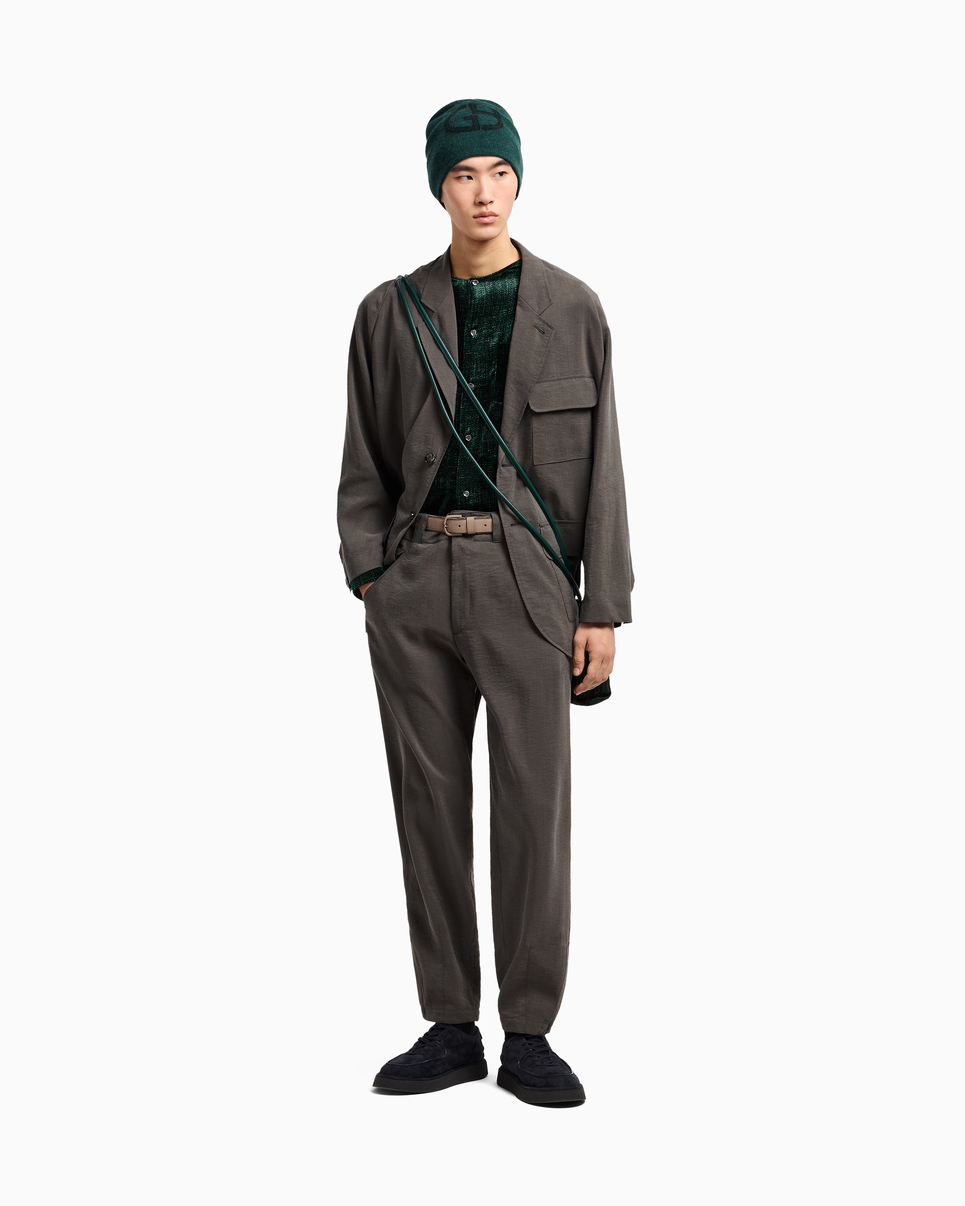 Giorgio Armani Washed Silk Single-breasted Jacket In Gray