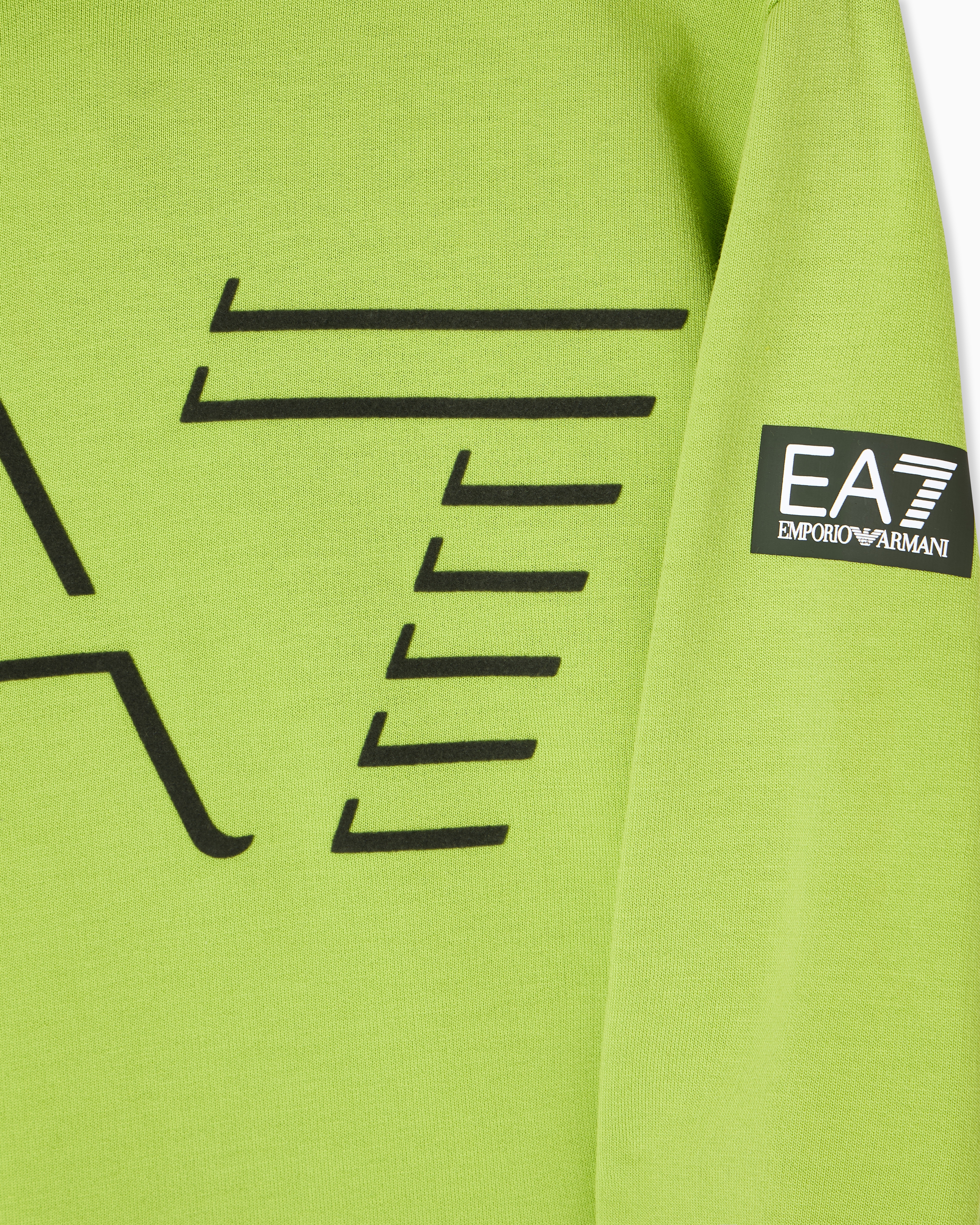 Ea7 Asv Logo Series Boy Organic Cotton-blend Hooded Sweatshirt In Green