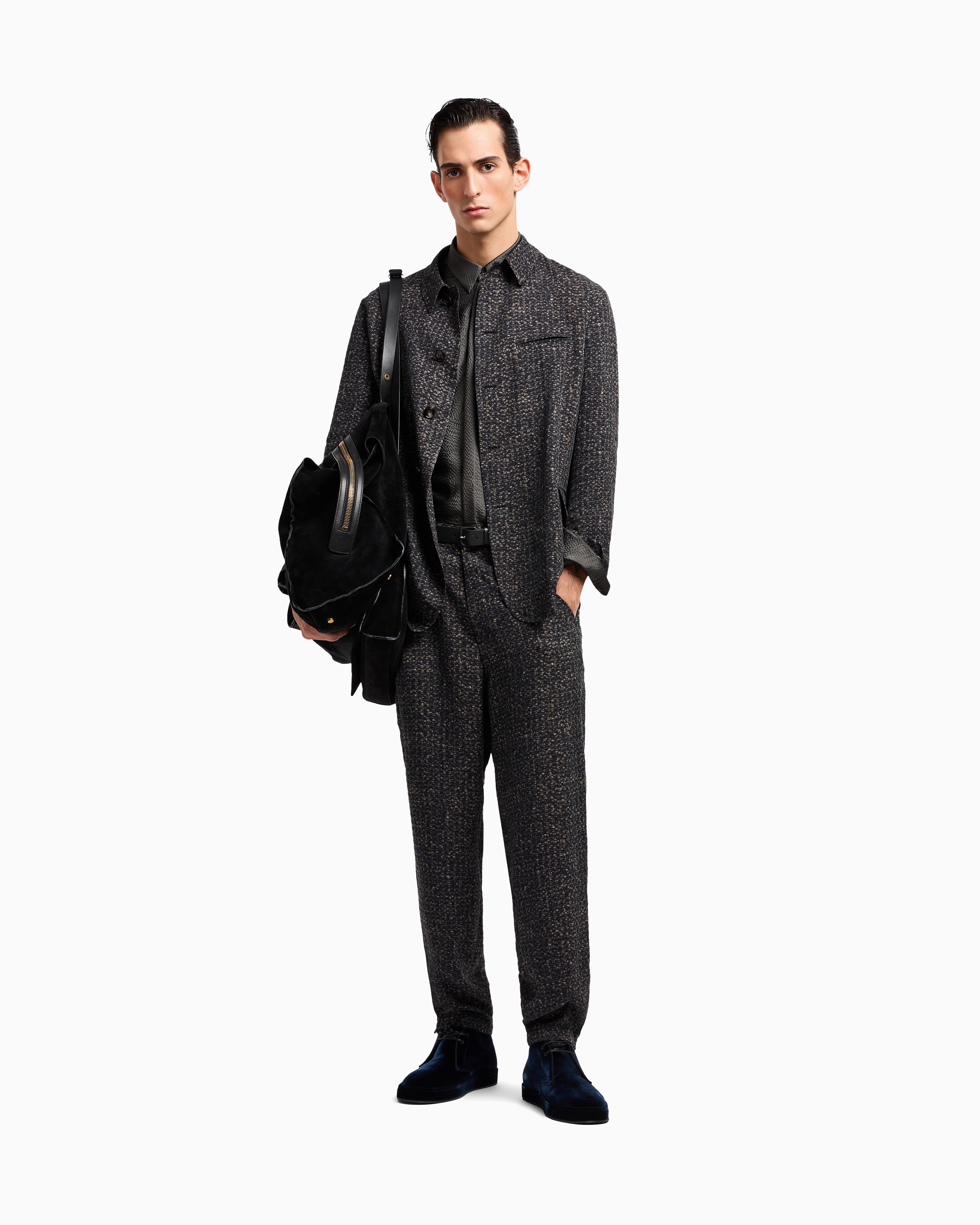 Giorgio Armani Asv Printed Cupro Flat-front Trousers