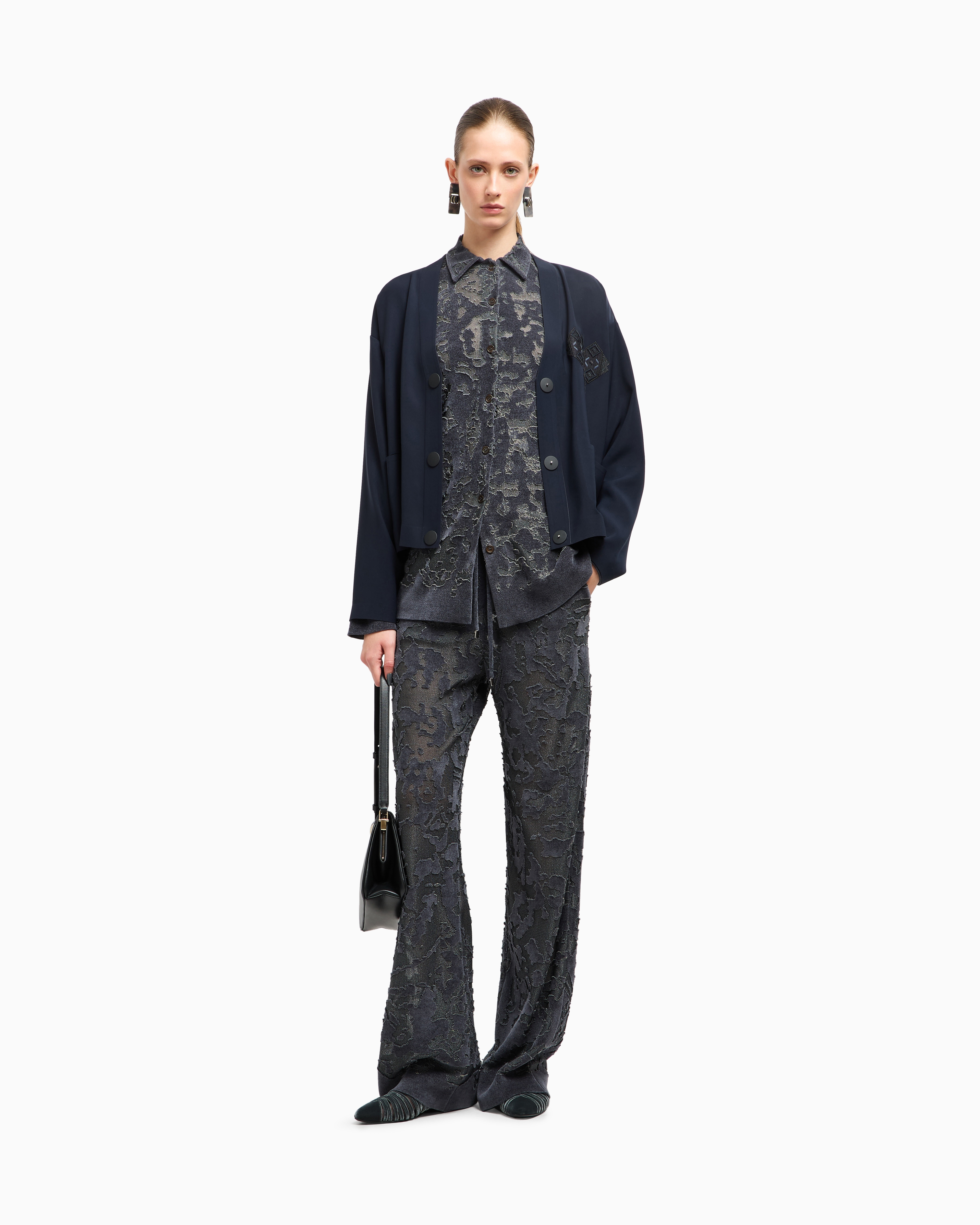 Giorgio Armani Jacket In Technical Cady In Blue