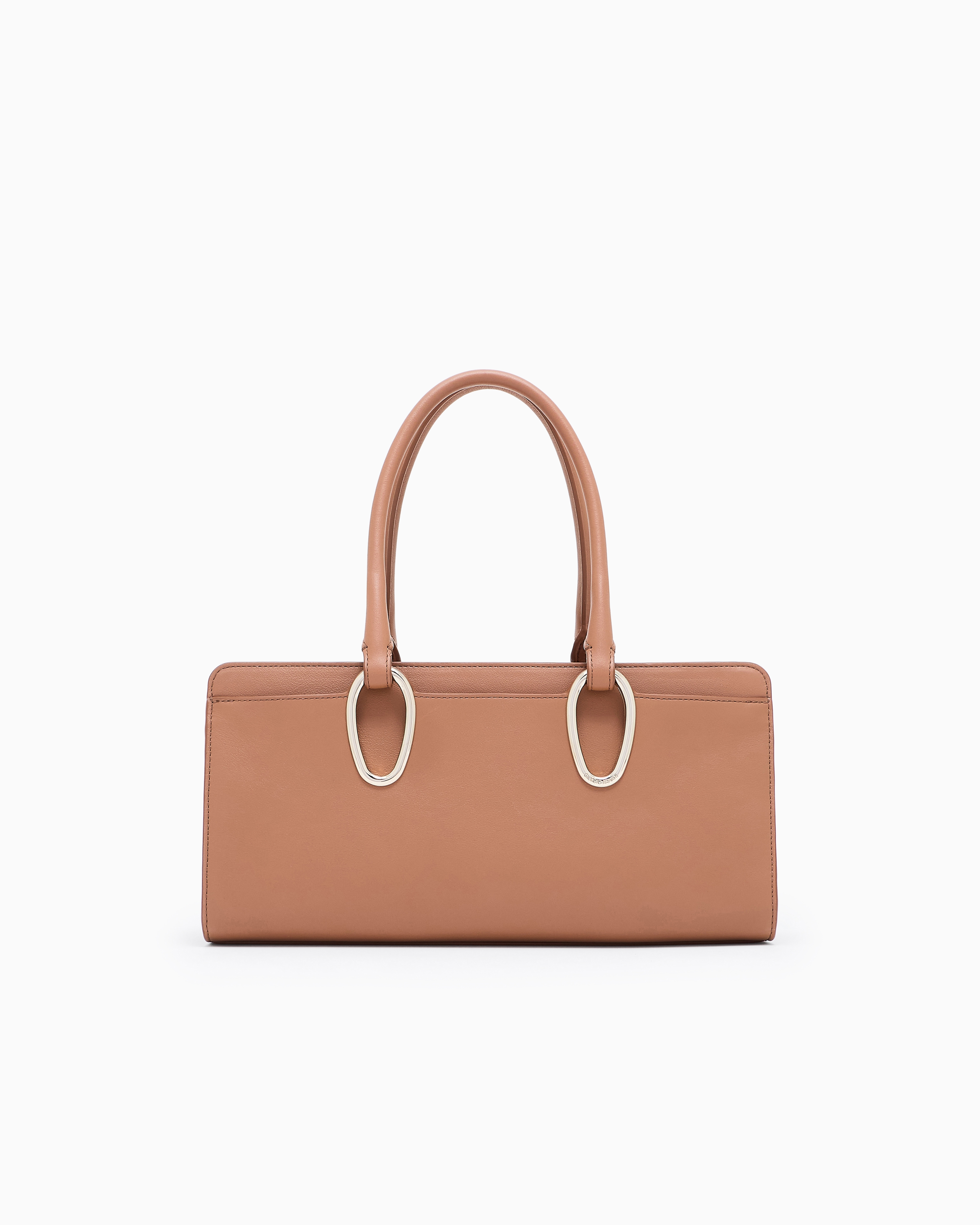 Giorgio Armani Leather Bauletto Bag In Brown
