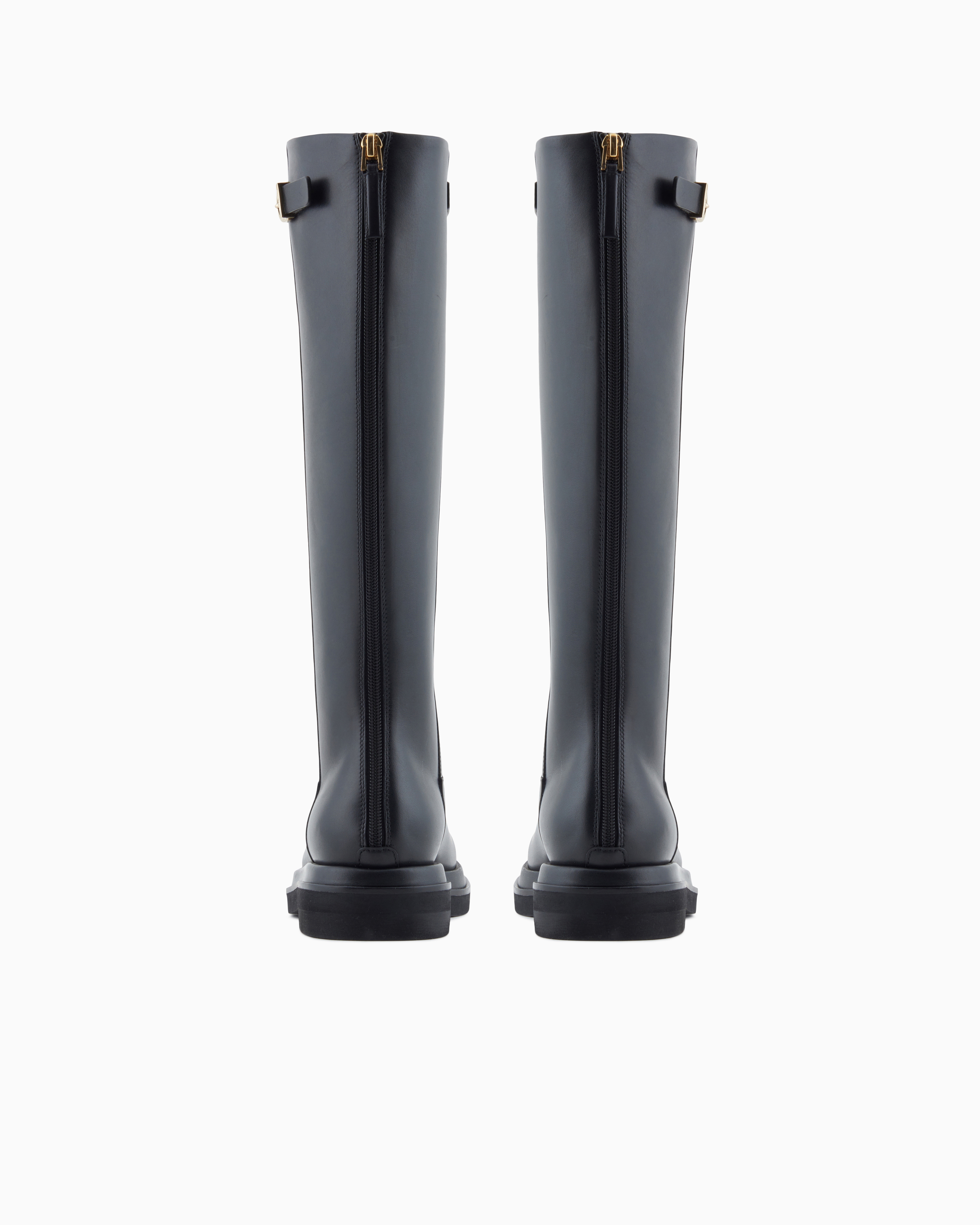 Giorgio Armani Smooth Leather High Boots In Black