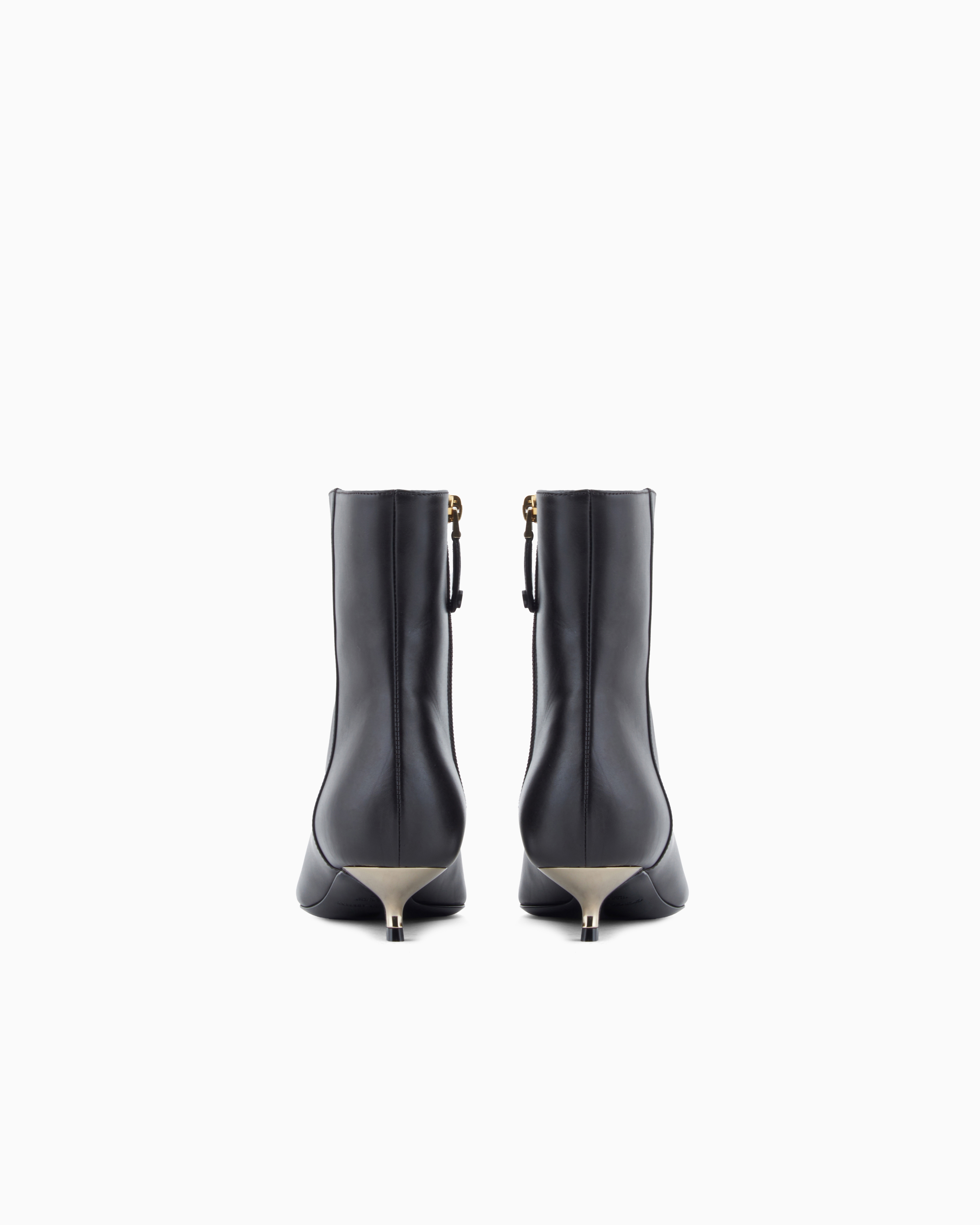 Giorgio Armani Calfskin Ankle Boots In Brown