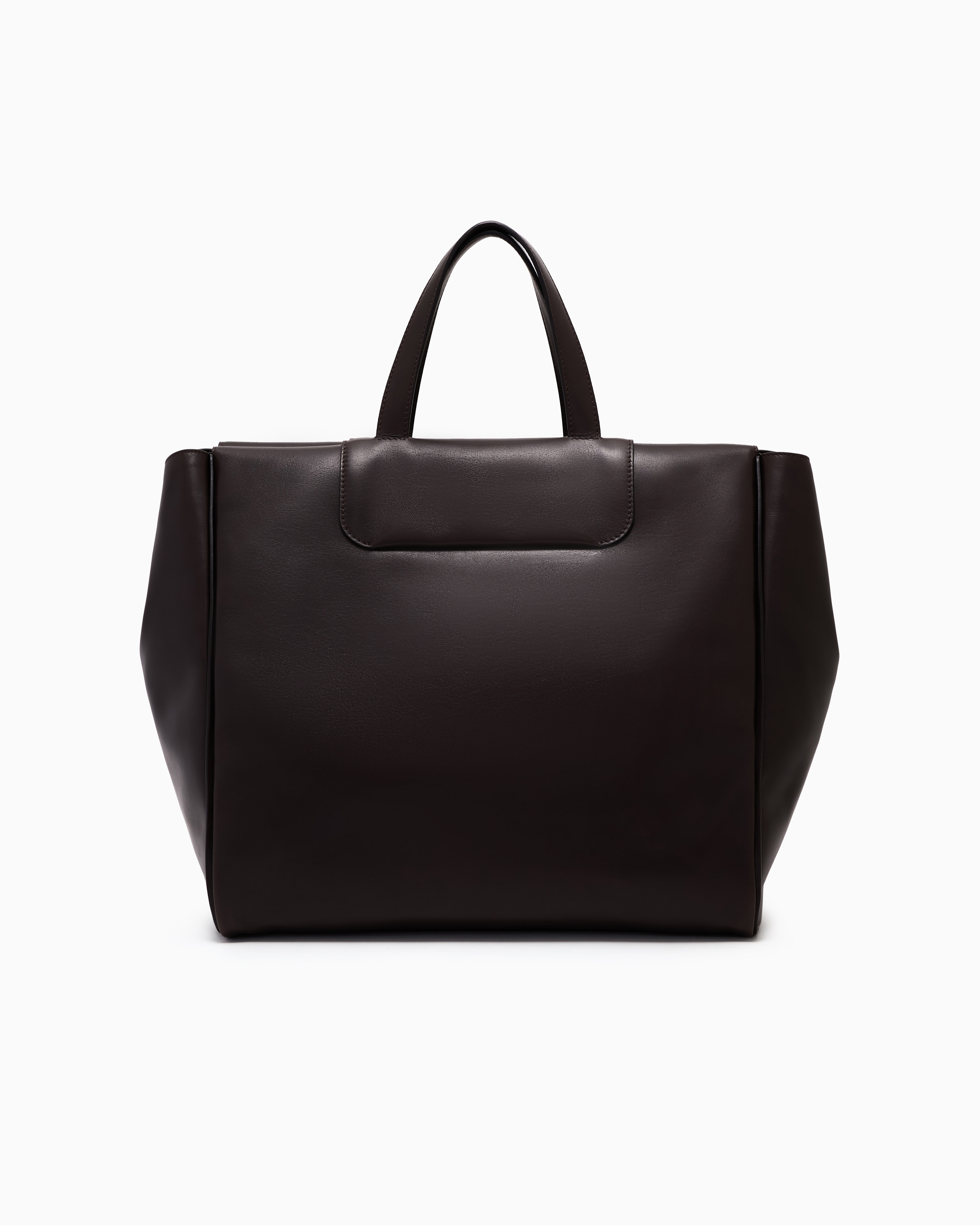 Giorgio Armani Calfskin Duffel Bag In Brown