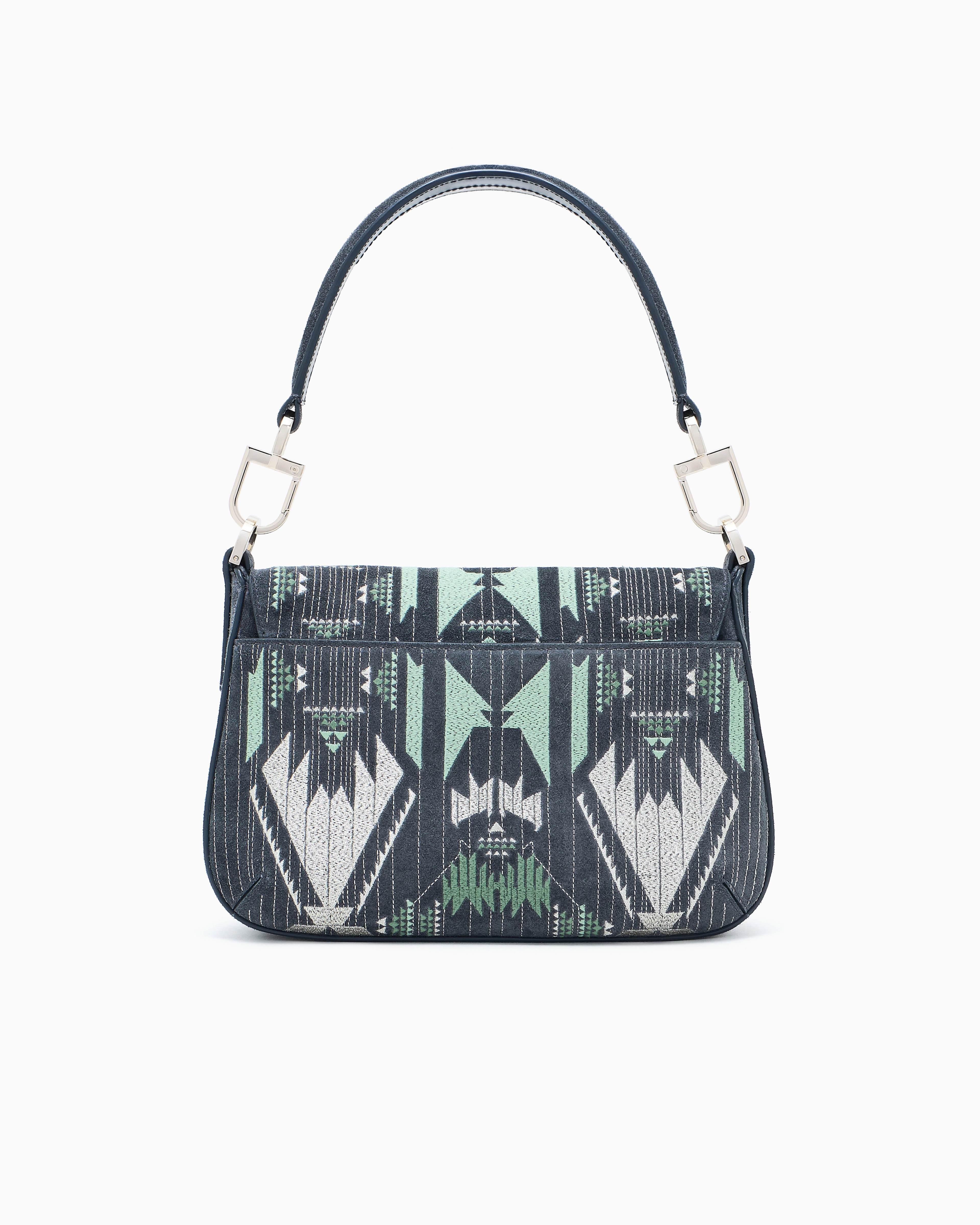 Giorgio Armani Small La Prima Soft Embroidered Suede Bag In Gray