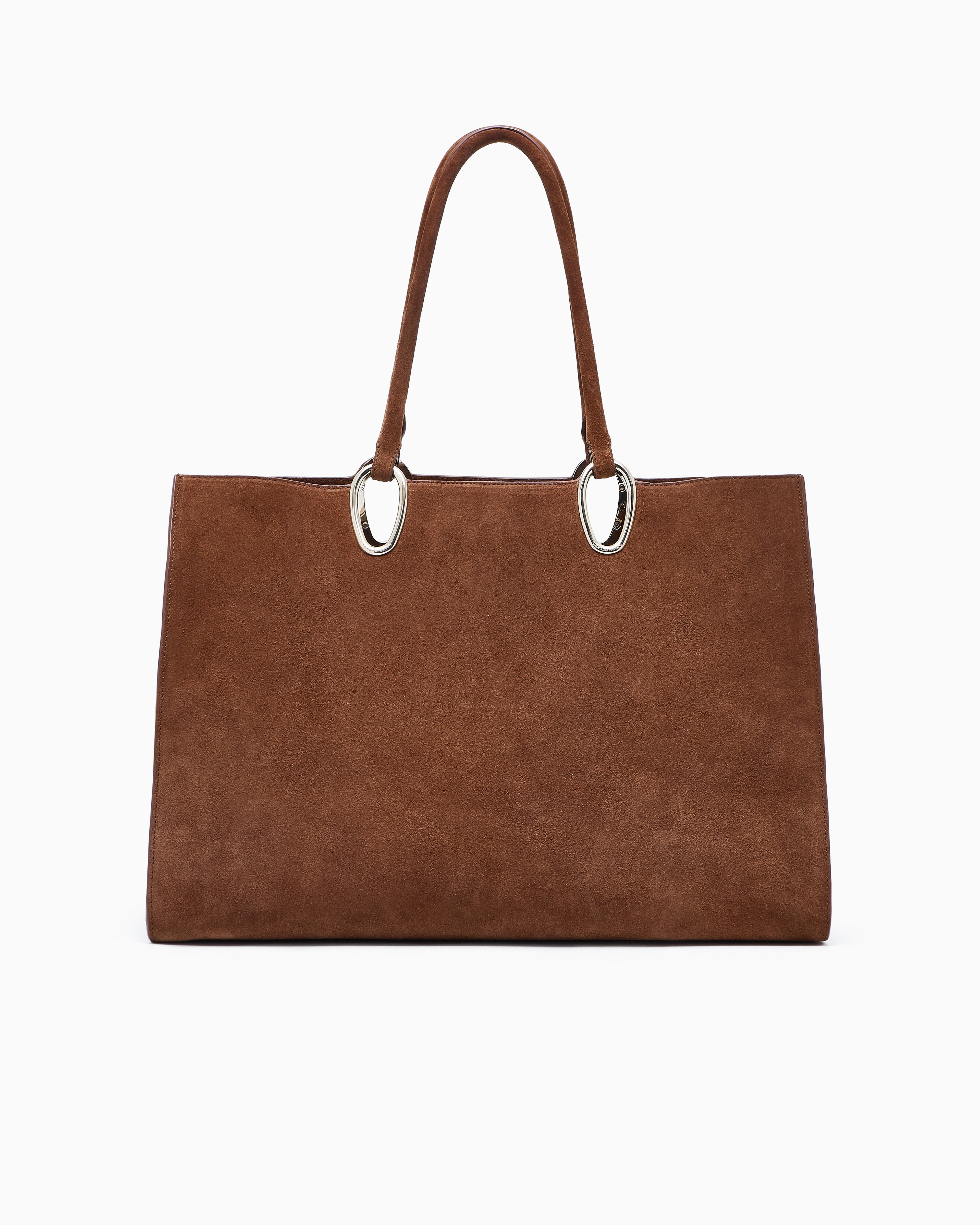 Giorgio Armani Medium Suede Shopper Bag In Brown
