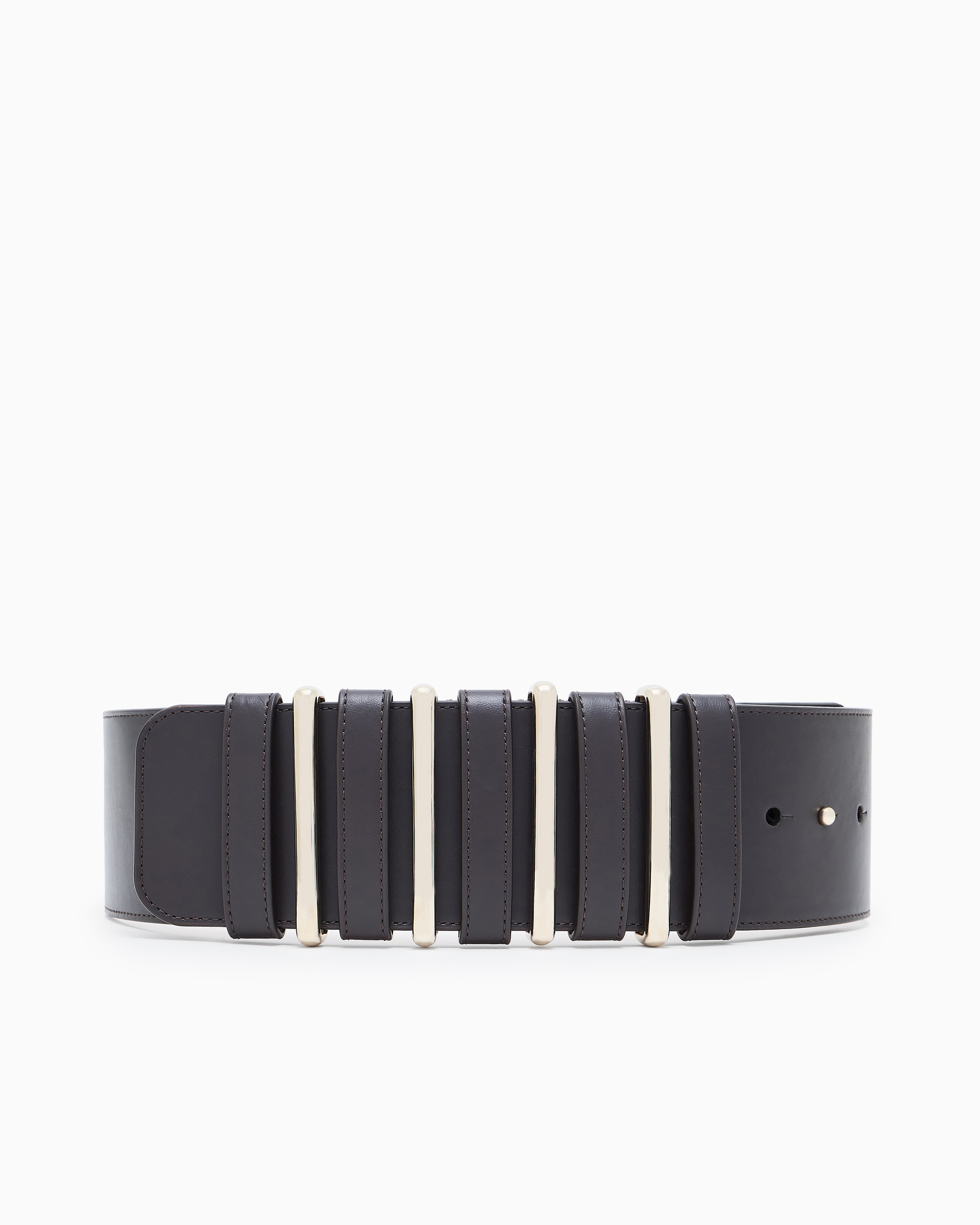 Giorgio Armani Smooth Calfskin Wide Belt In Brown