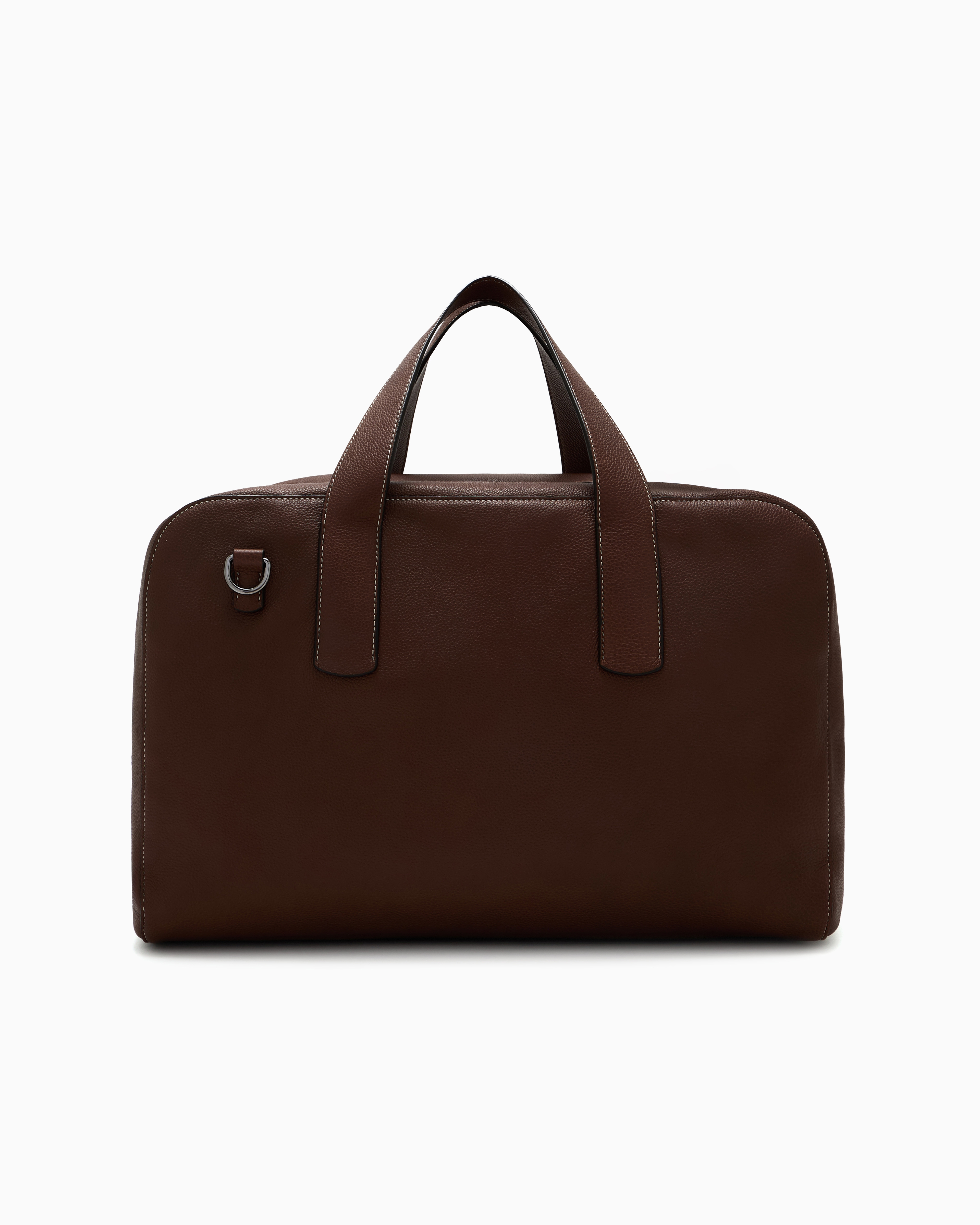 Giorgio Armani Pebbled Leather Duffel Bag In Brown