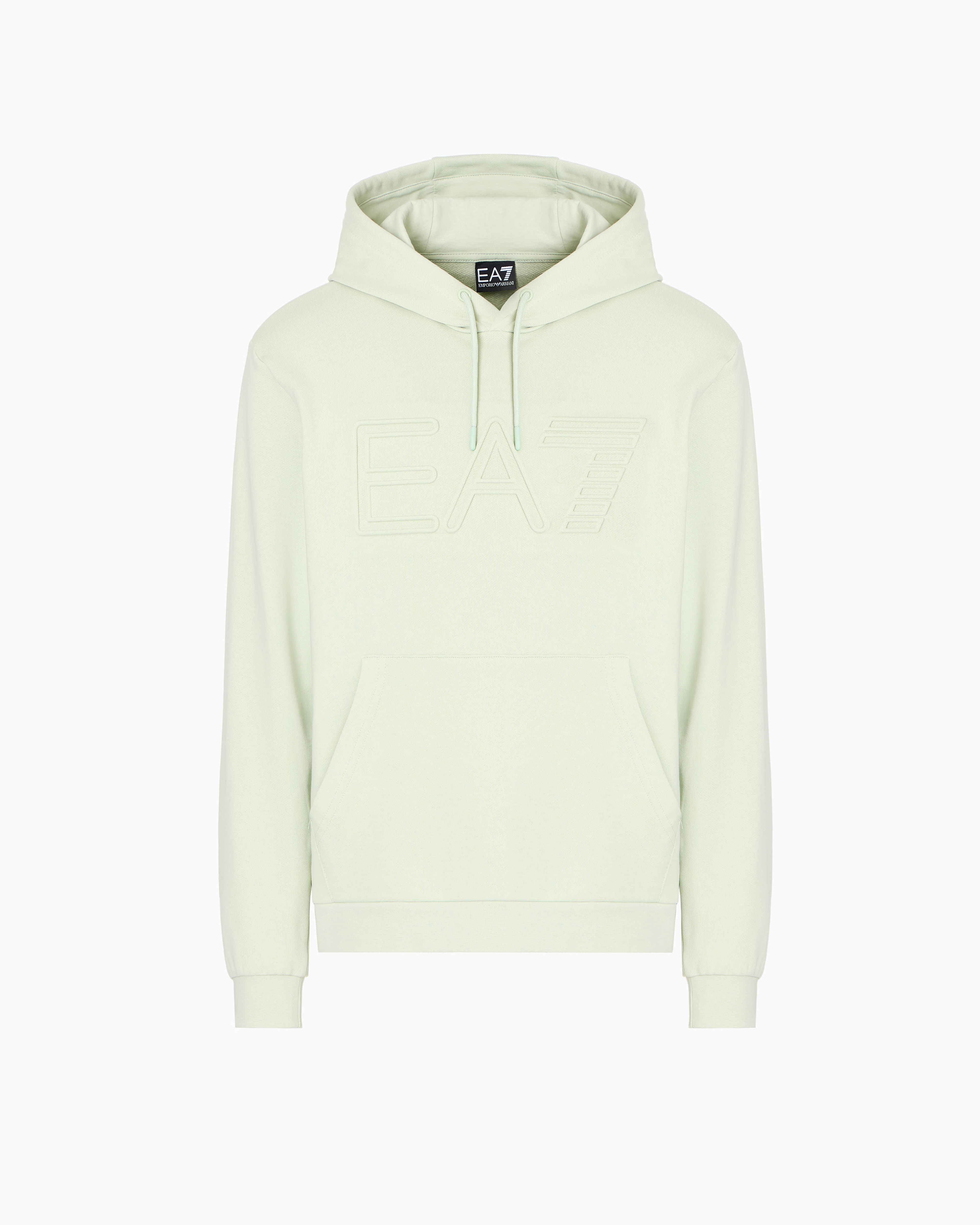 Ea7 Logo Series Organic-cotton Hooded Sweatshirt In Green