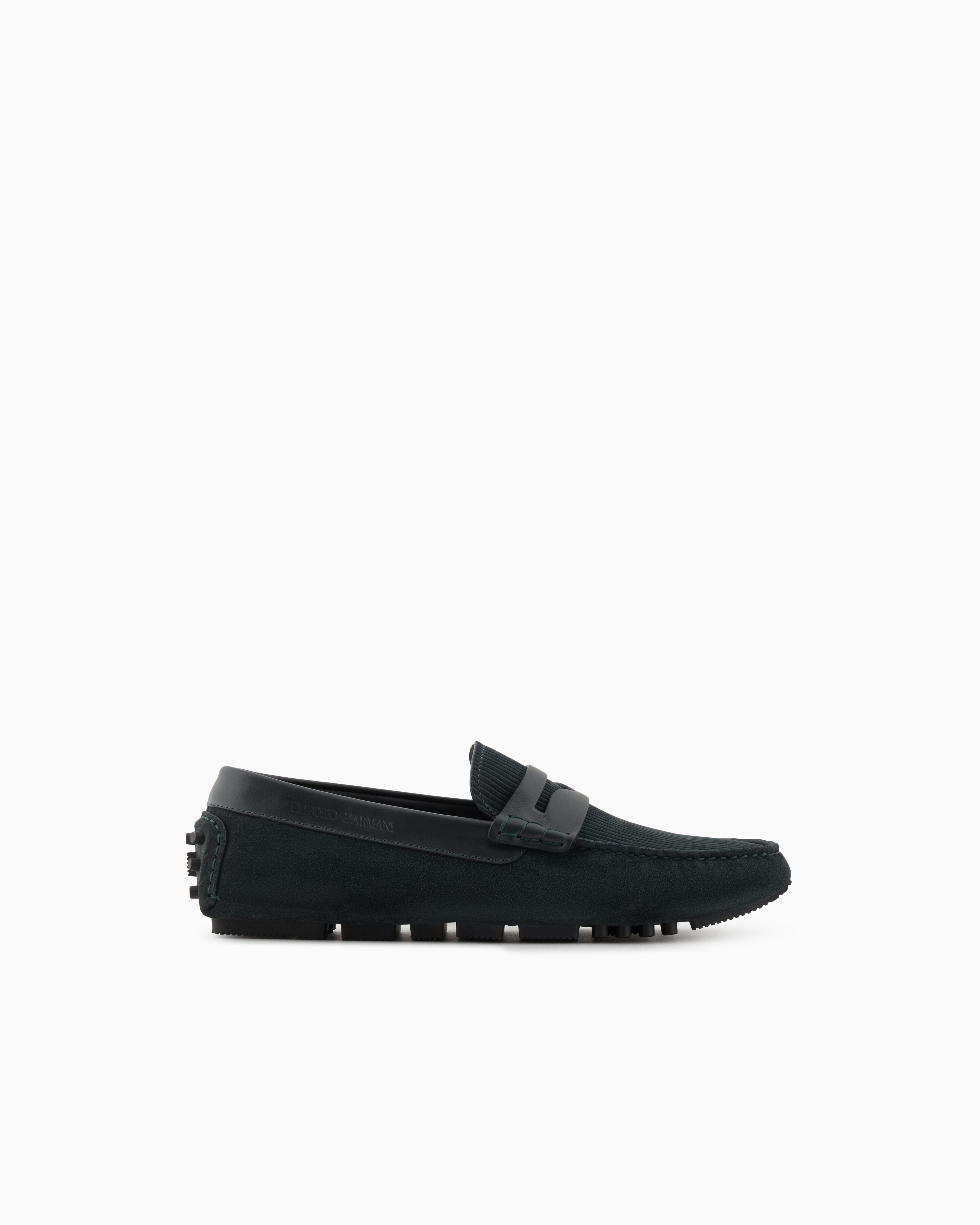 Emporio Armani - Multi-striped suede driving loafers, Man, Green, Size: