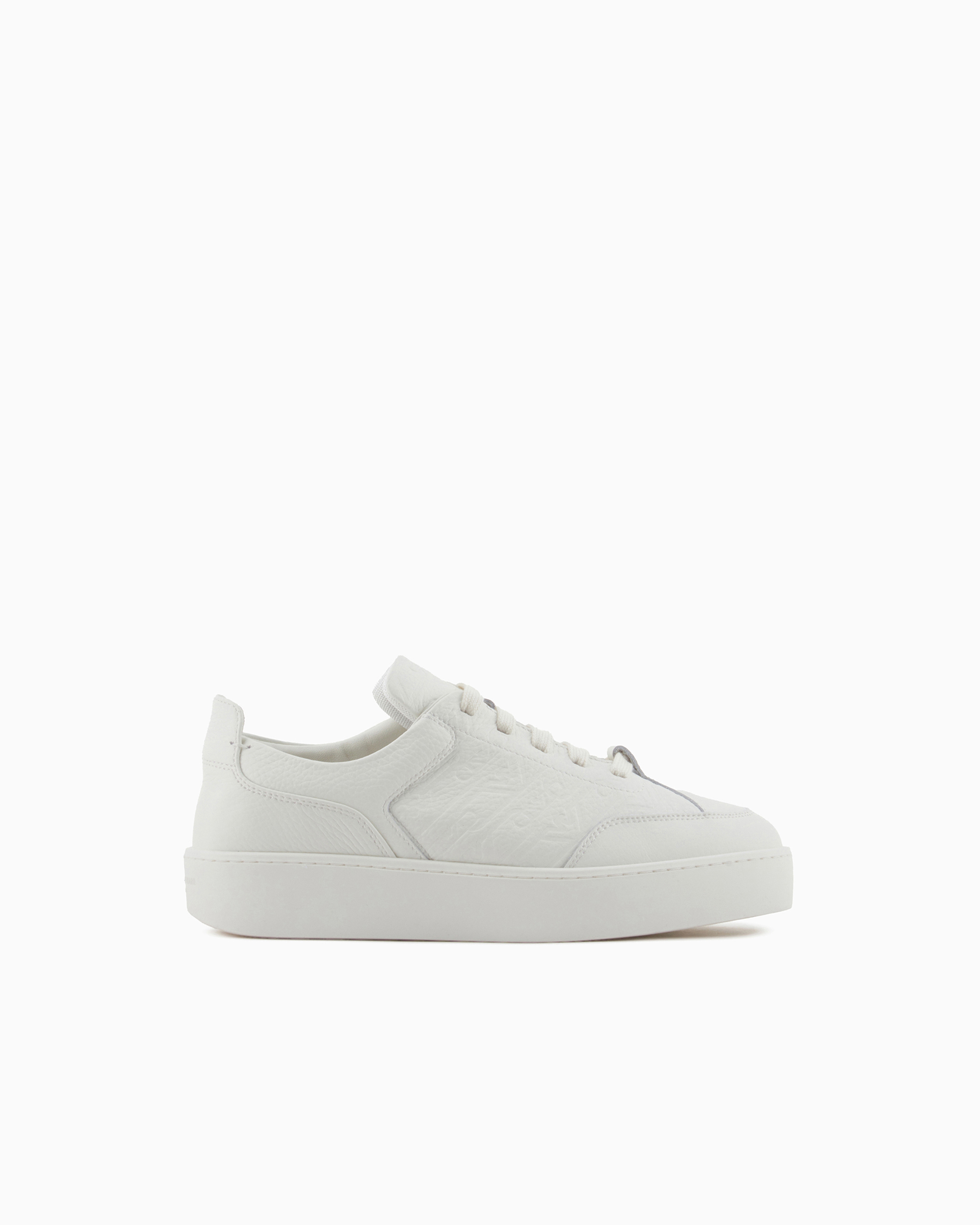 Emporio Armani - Deerskin print sneakers with monogram detail, Woman, White, Size: