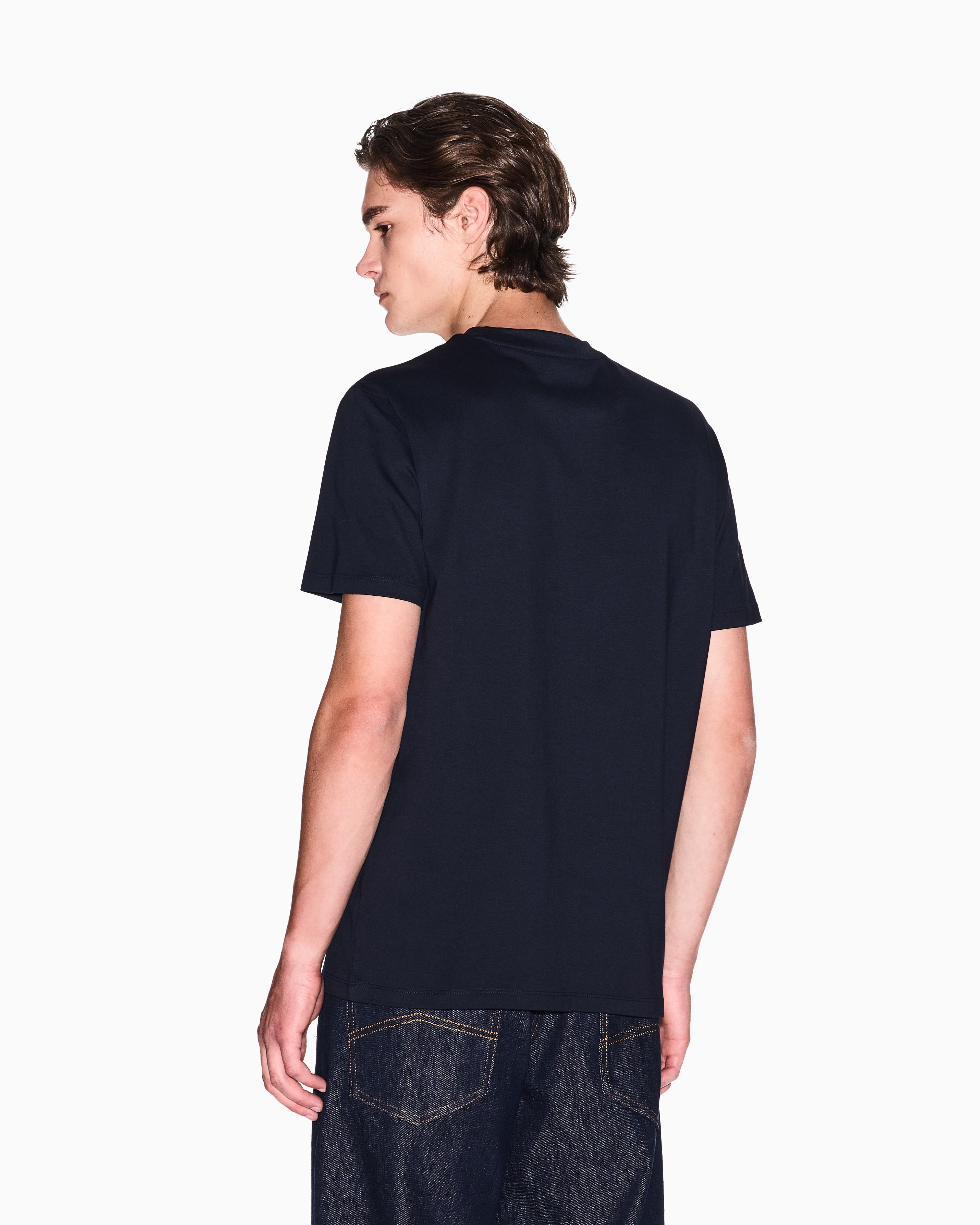 Armani Exchange - Regular fit T-shirt with logo lettering, Man, Navy_blue, Size: