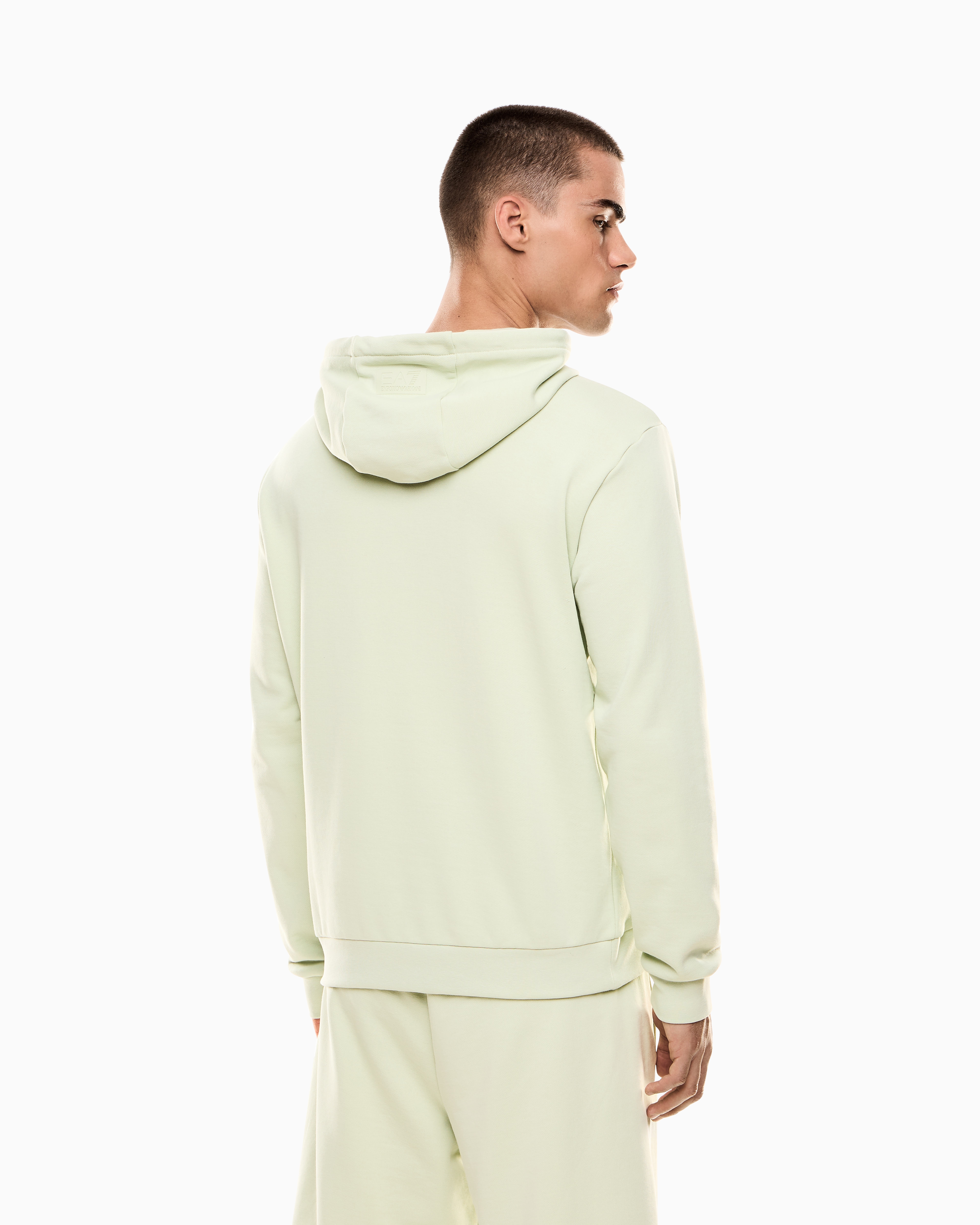 Ea7 Logo Series Organic-cotton Hooded Sweatshirt In Green
