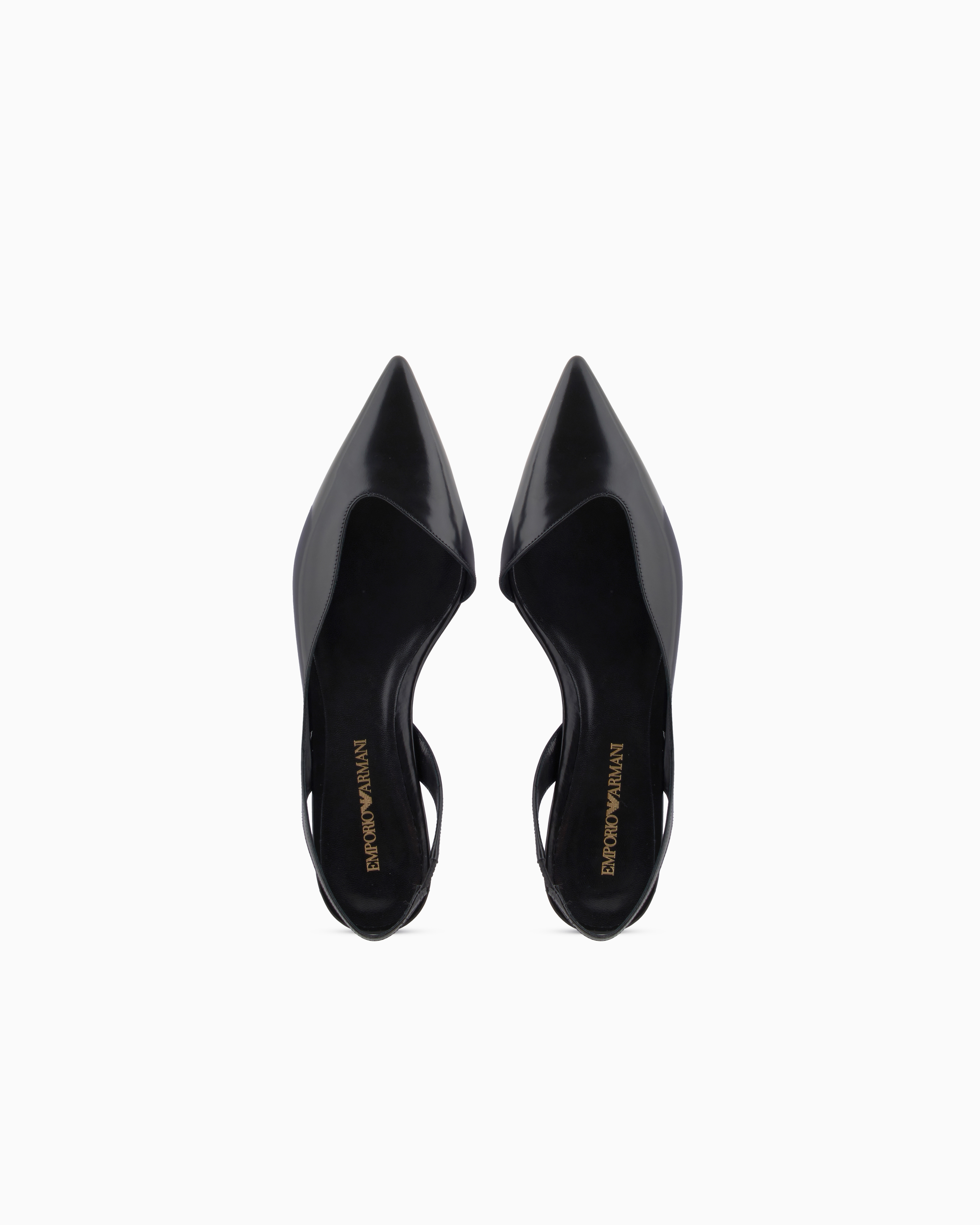 Brushed leather slingback court shoes | Emporio Armani