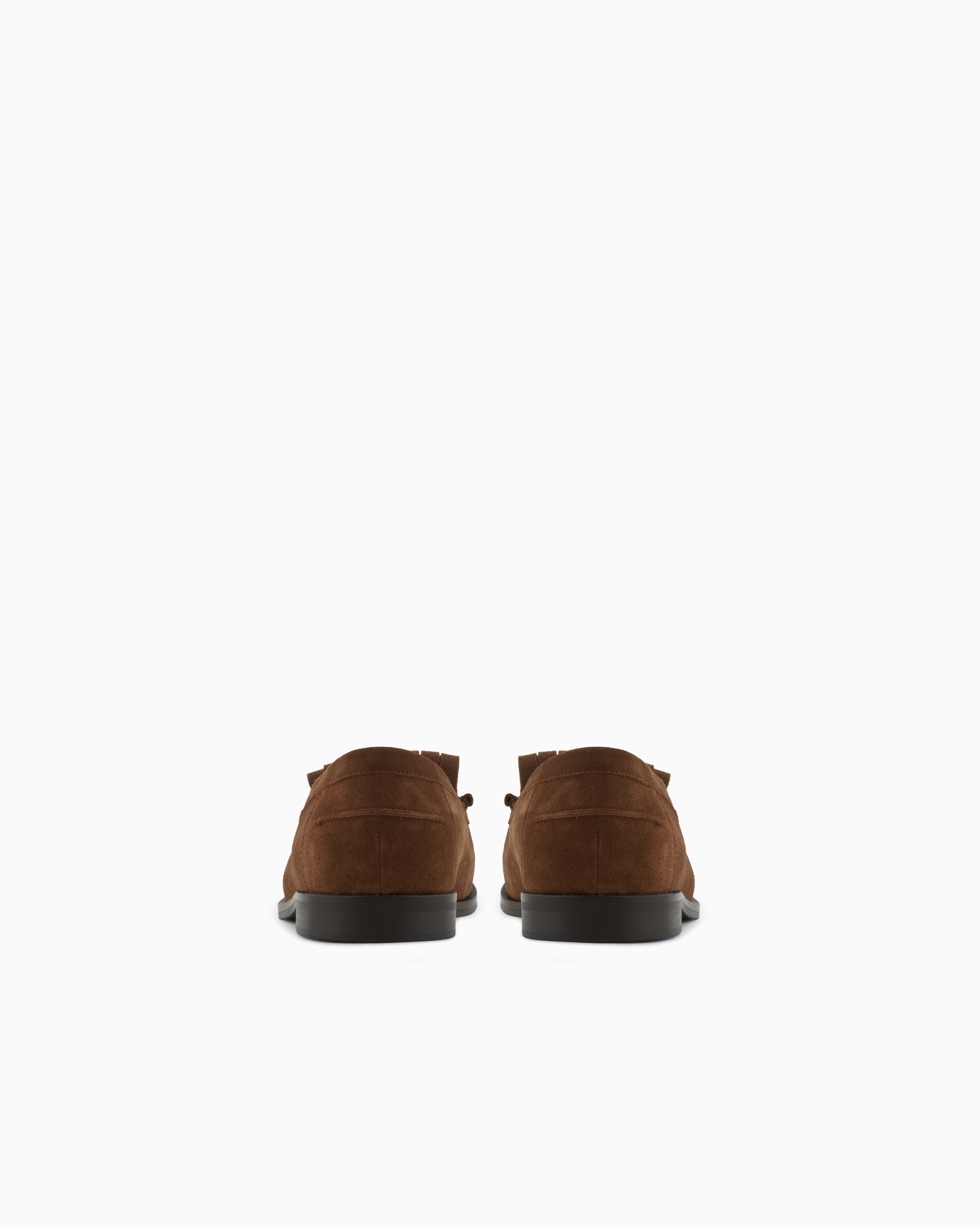 Emporio Armani - Dappled crust leather loafers with fringes, Man, Brown, Size: