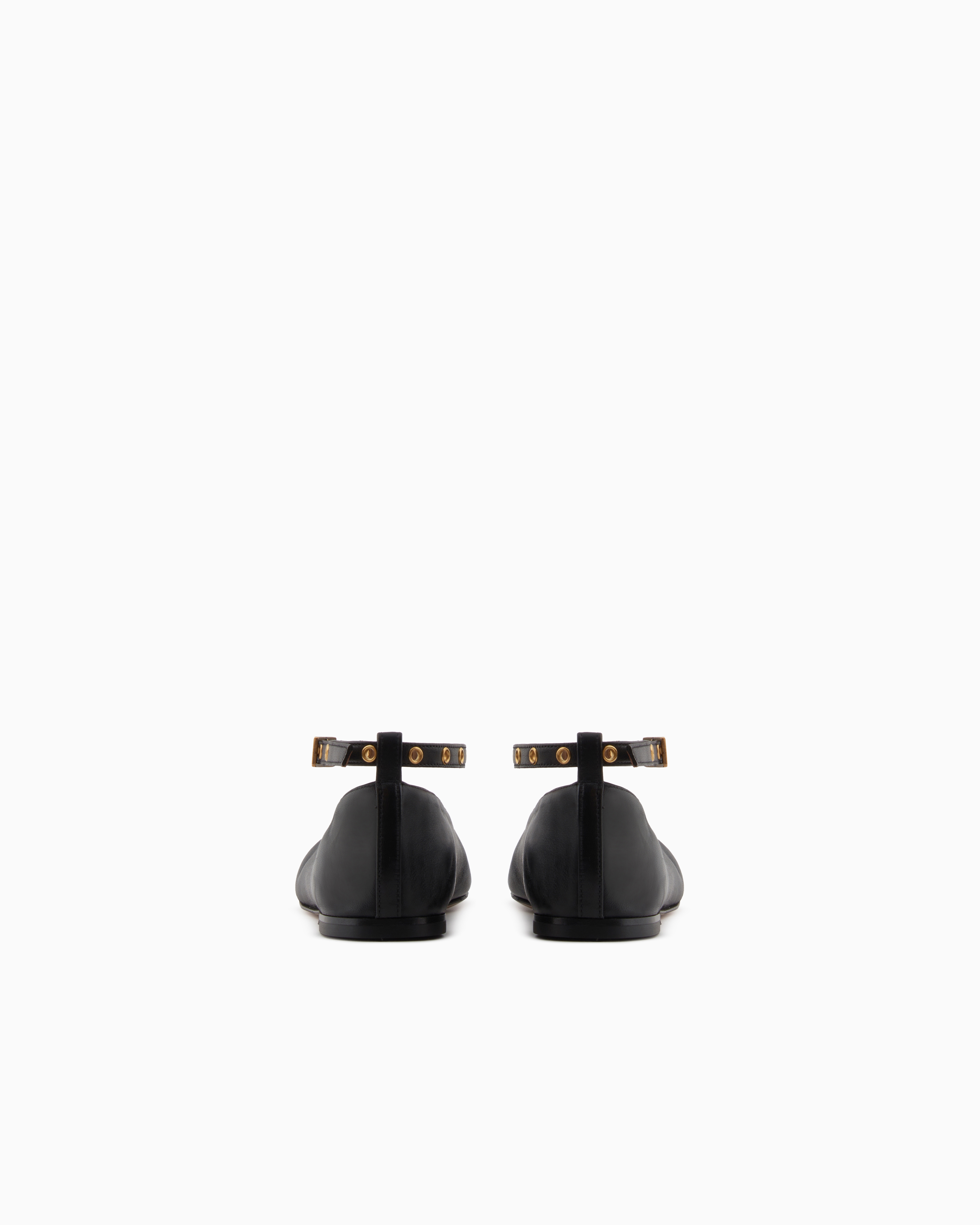 Emporio Armani Nappa-leather Square-toed Ballerinas With Strap In Schwarz