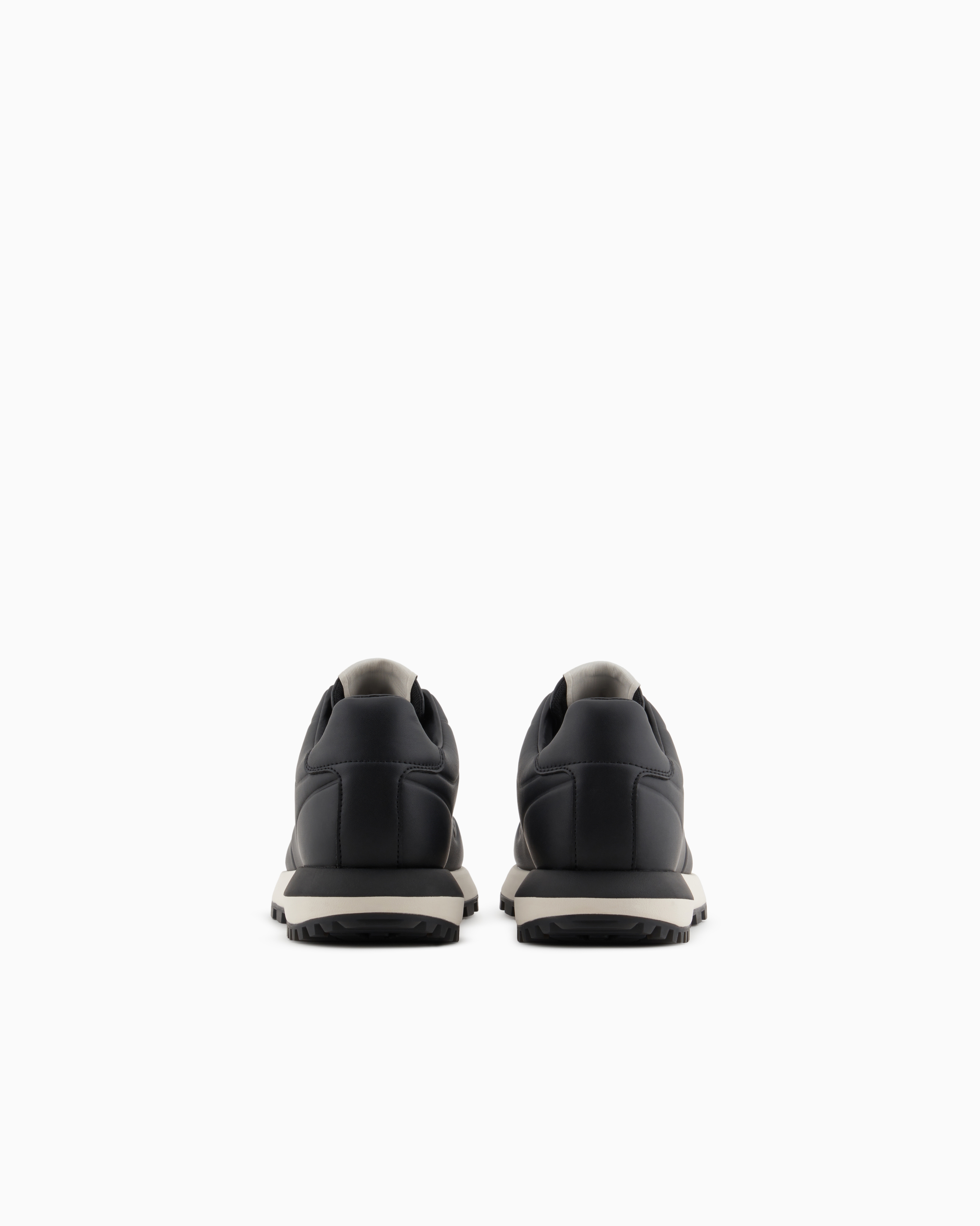 Leather sneakers with thermoformed details | Emporio Armani