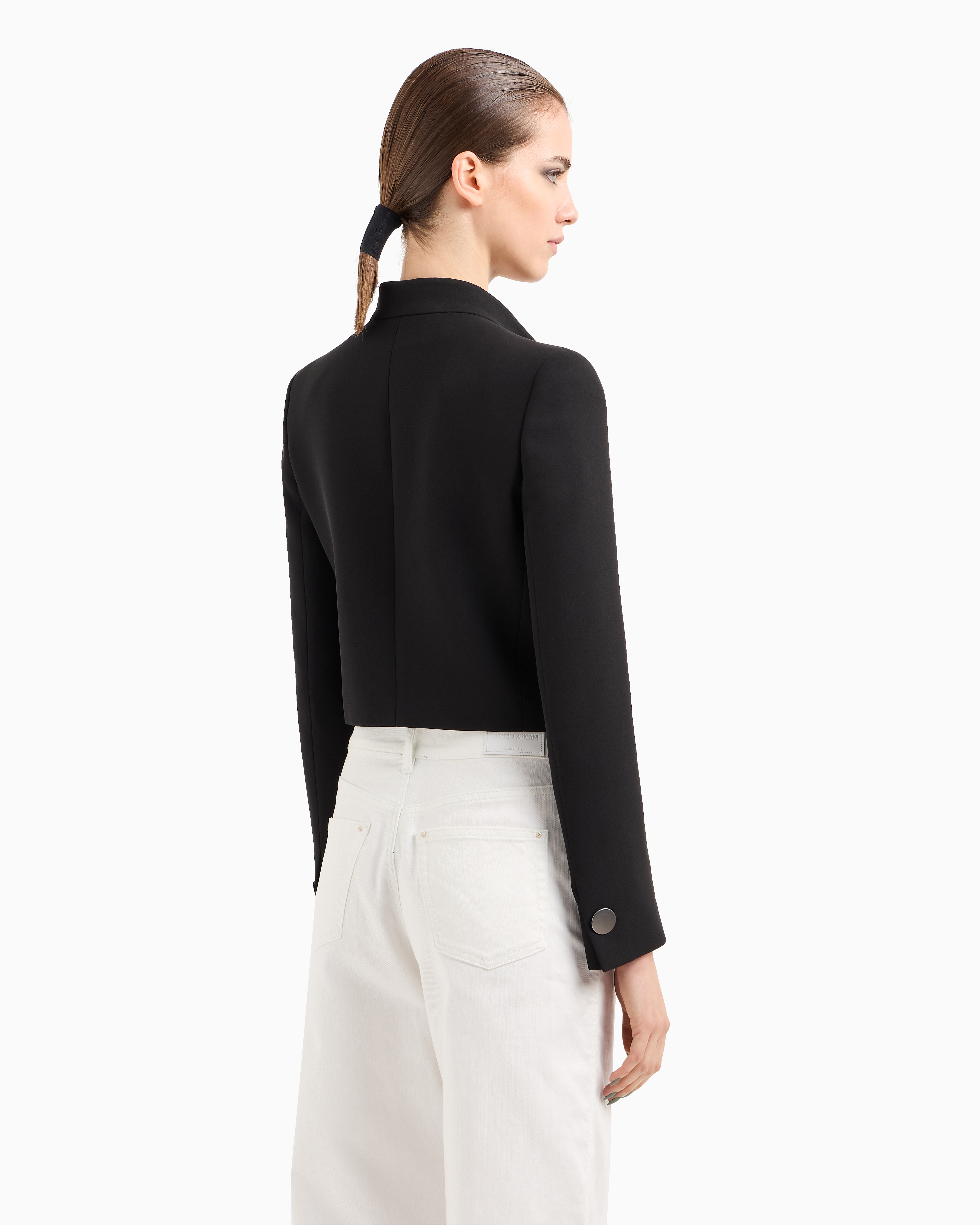 Giorgio Armani Double-breasted Short Jacket In Black
